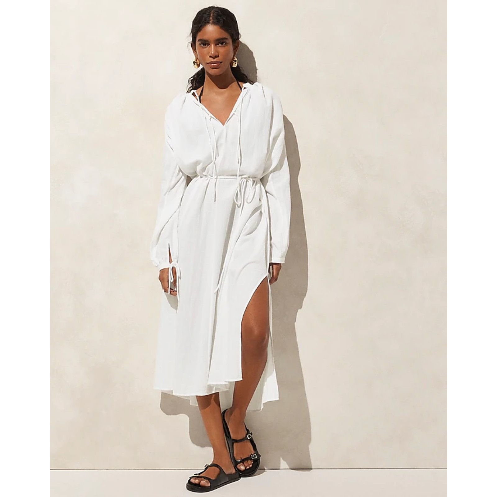 chinese dress ladies J.crew Universal Standard for J.Crew jersey long-sleeve maxi dress in stripe