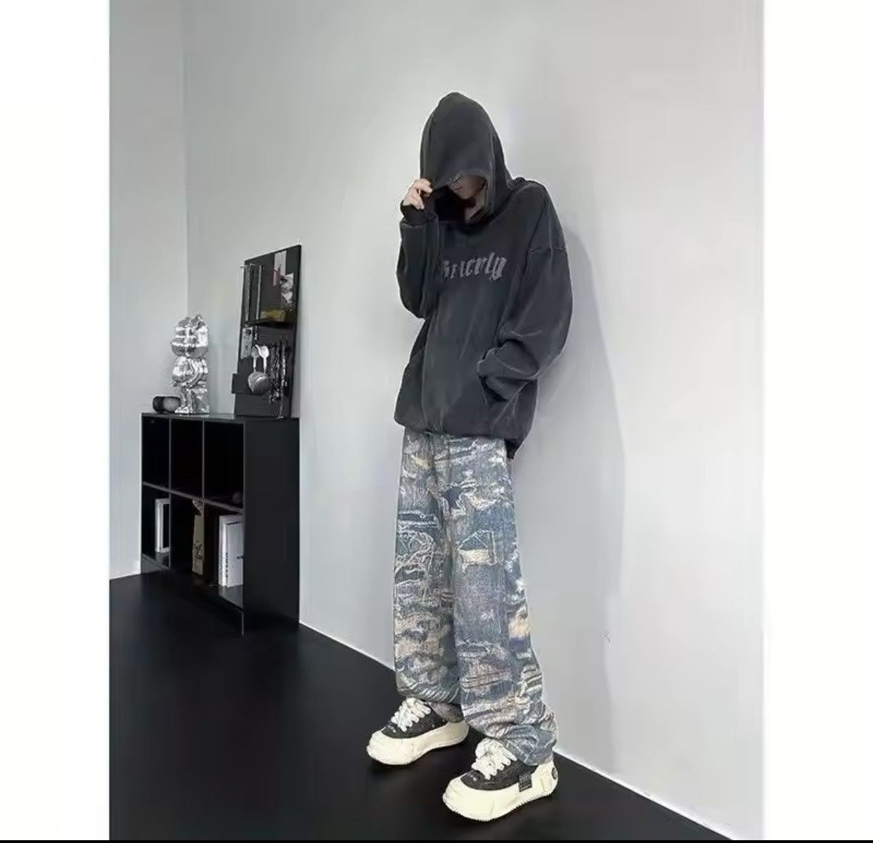 Denime × Japanese Brand American High Street Personality Full print Washed Jeans Size US 27 - 2 Thumbnail