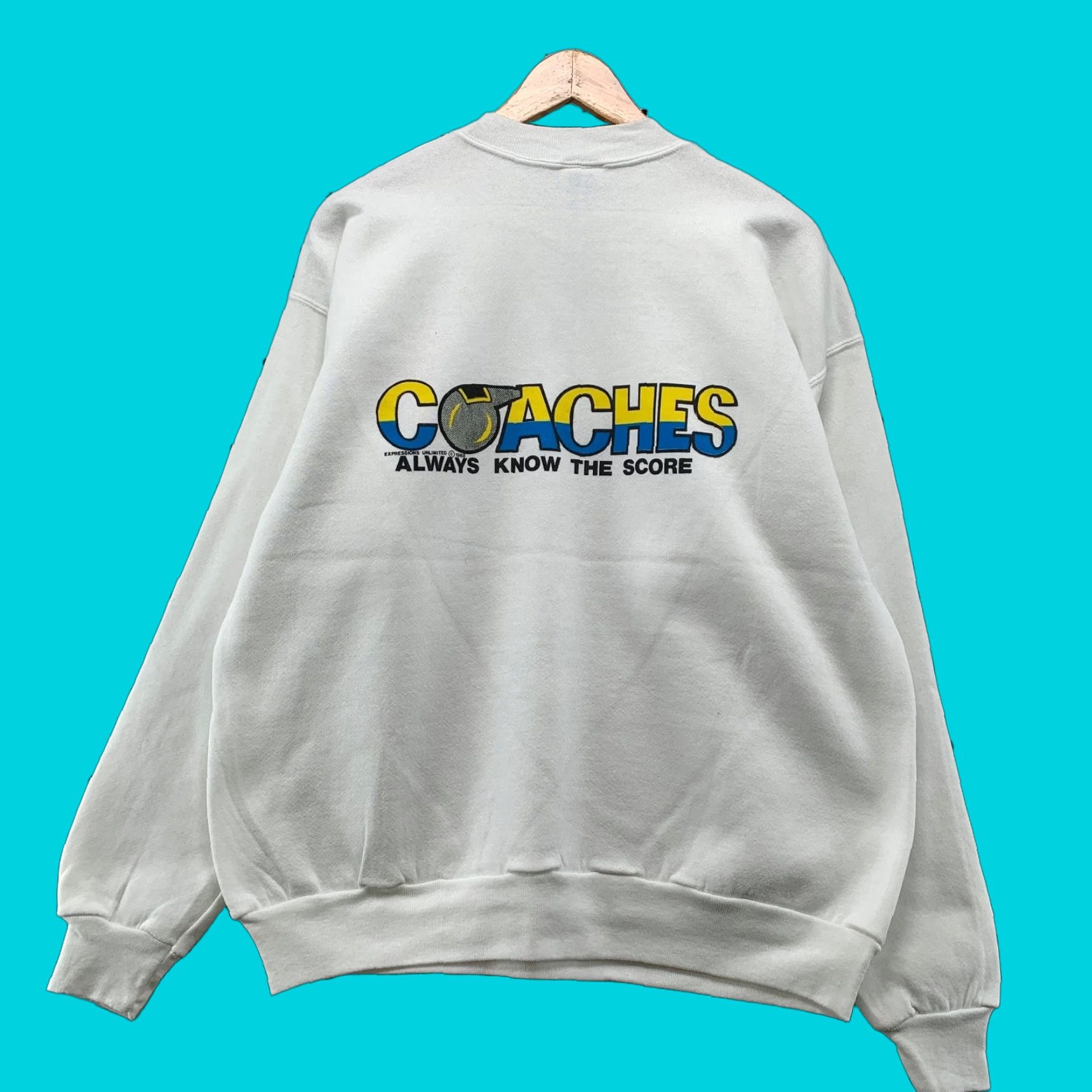 Hanes VINTAGE Hanes Sweatshirt Hockey Mens XL White 90s Knit Fleece Coaches Known Score USA Mens Size US XL / EU 56 / 4 - 1 Thumbnail