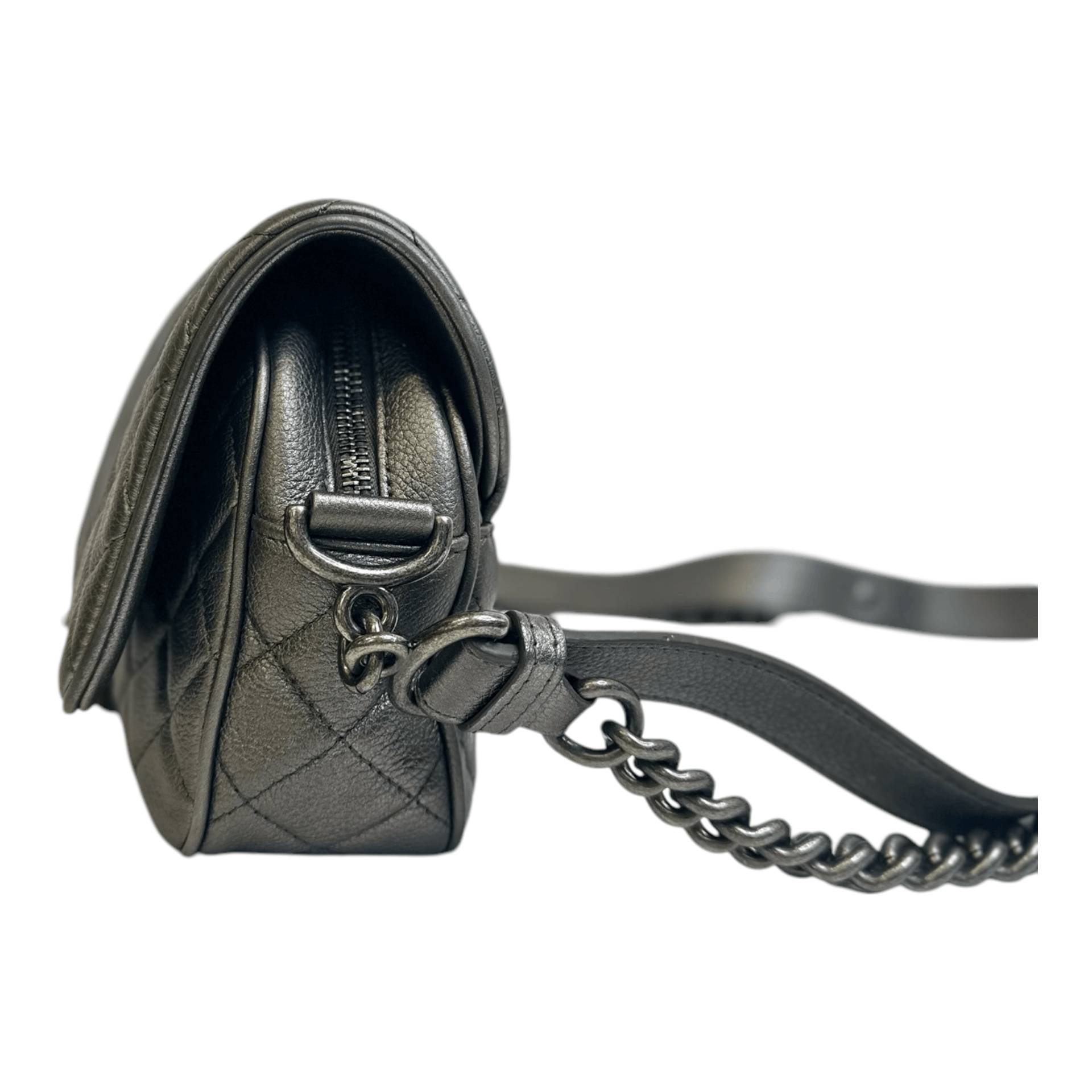 Chanel Chanel Metallic Calfskin Quilted Casual Rock Flap Silver Size ONE SIZE - 3 Thumbnail