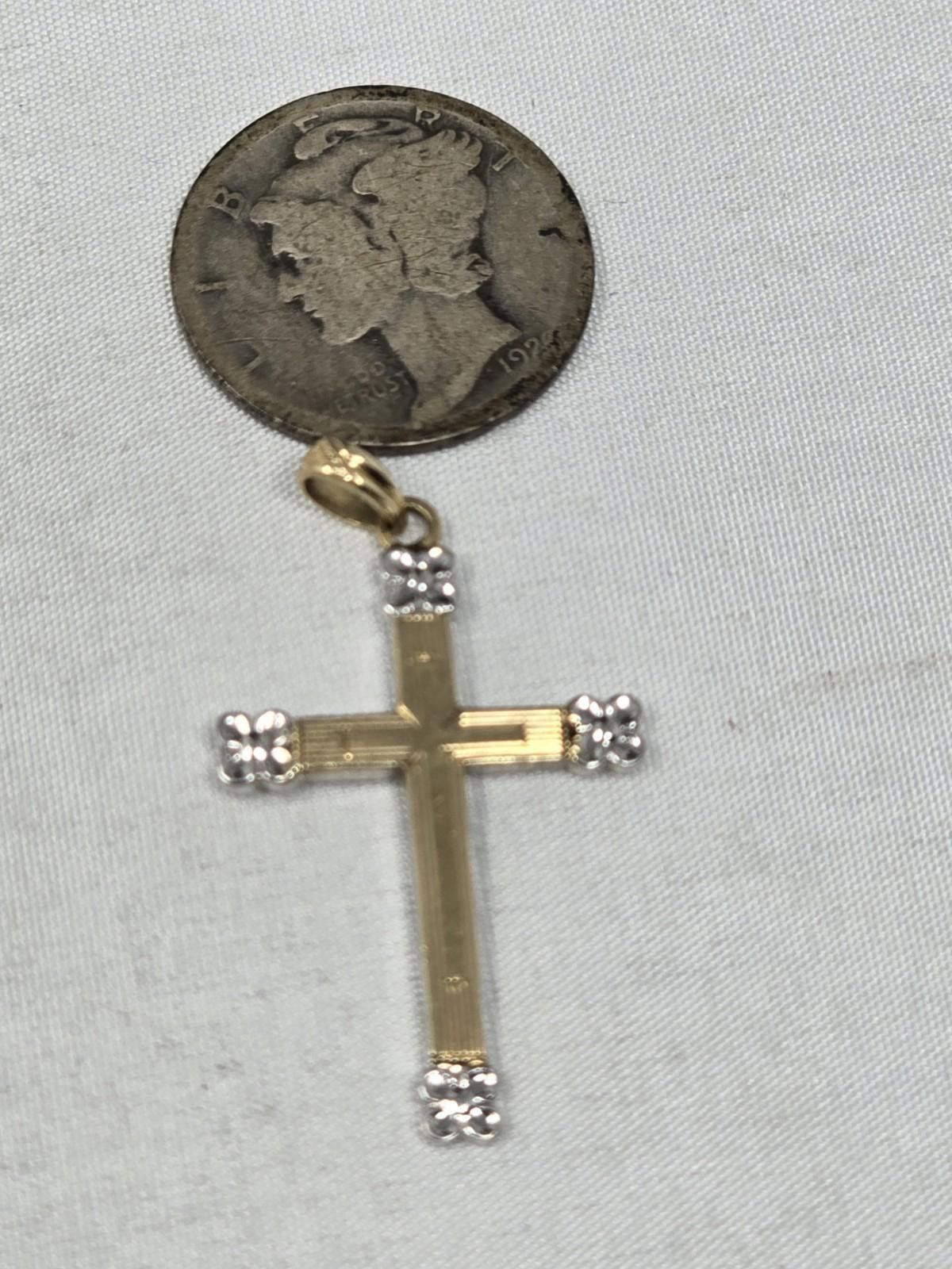 Other ​Vtg Esemco 10k Two-Tone Gold Floral Cross Pendant Size ONE SIZE - 2 Thumbnail