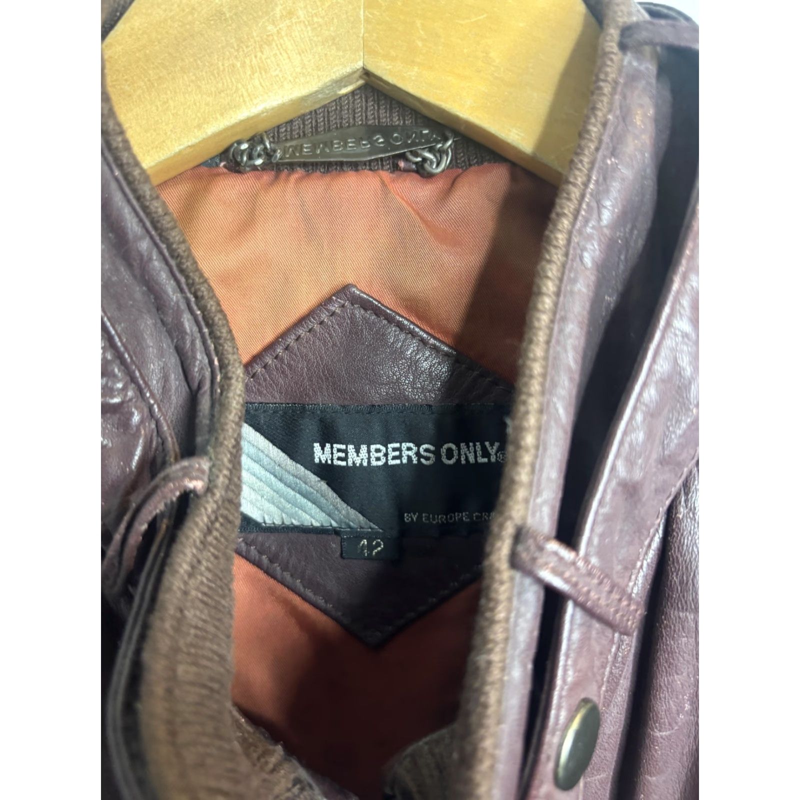 Members Only VINTAGE Members Only Jacket Mens 42 Brown Leather Bomber Flight Zip Pockets 80s Size US XS / EU 42 / 0 - 4 Thumbnail