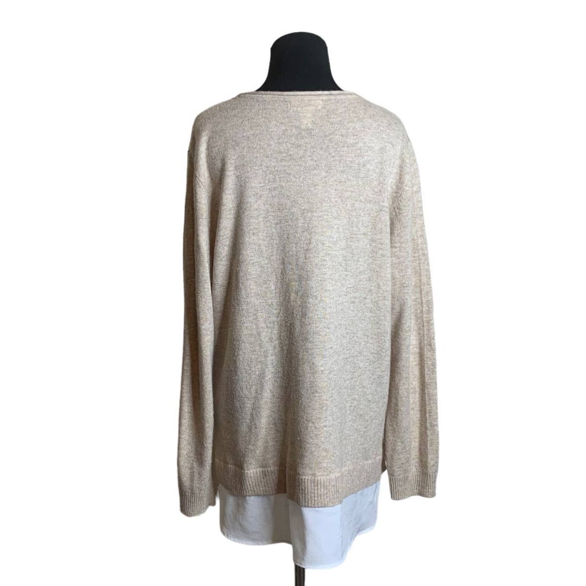 Calvin Klein Calvin Klein beige long sleeves layered sweater size Large Size L / US 10 / IT 46 - 2 Thumbnail