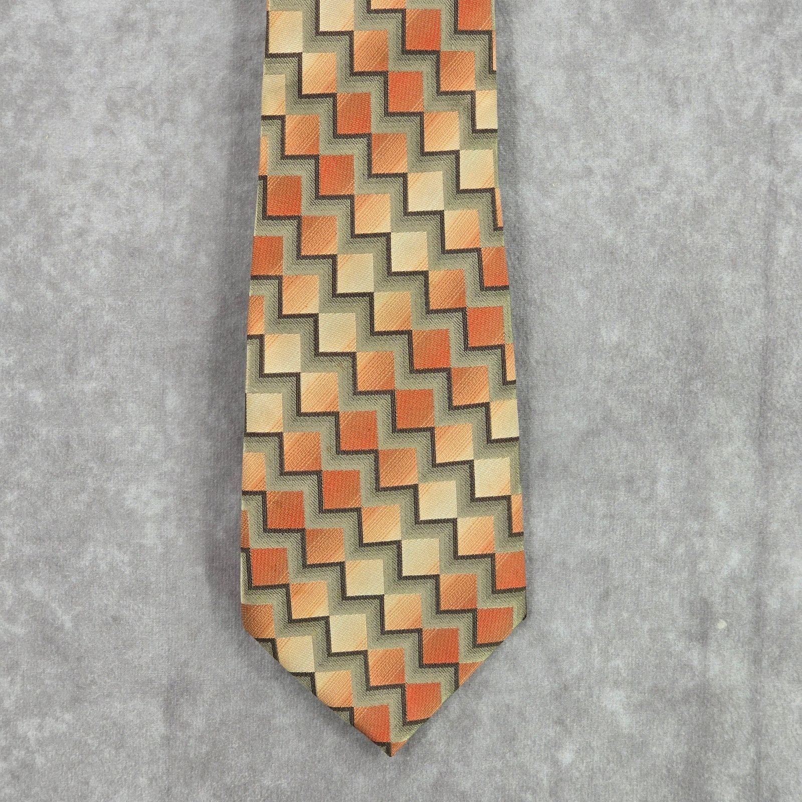 Arrow Arrow Gray Orange Brown Box Stair Geometric Silk Neck Tie Size 30 - 1 Thumbnail