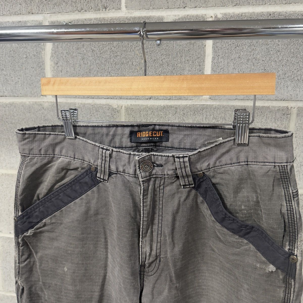 Vintage Thrashed Faded Distressed Dirty Stained Ripstop Work Pants Size US 34 / EU 50 - 3 Thumbnail