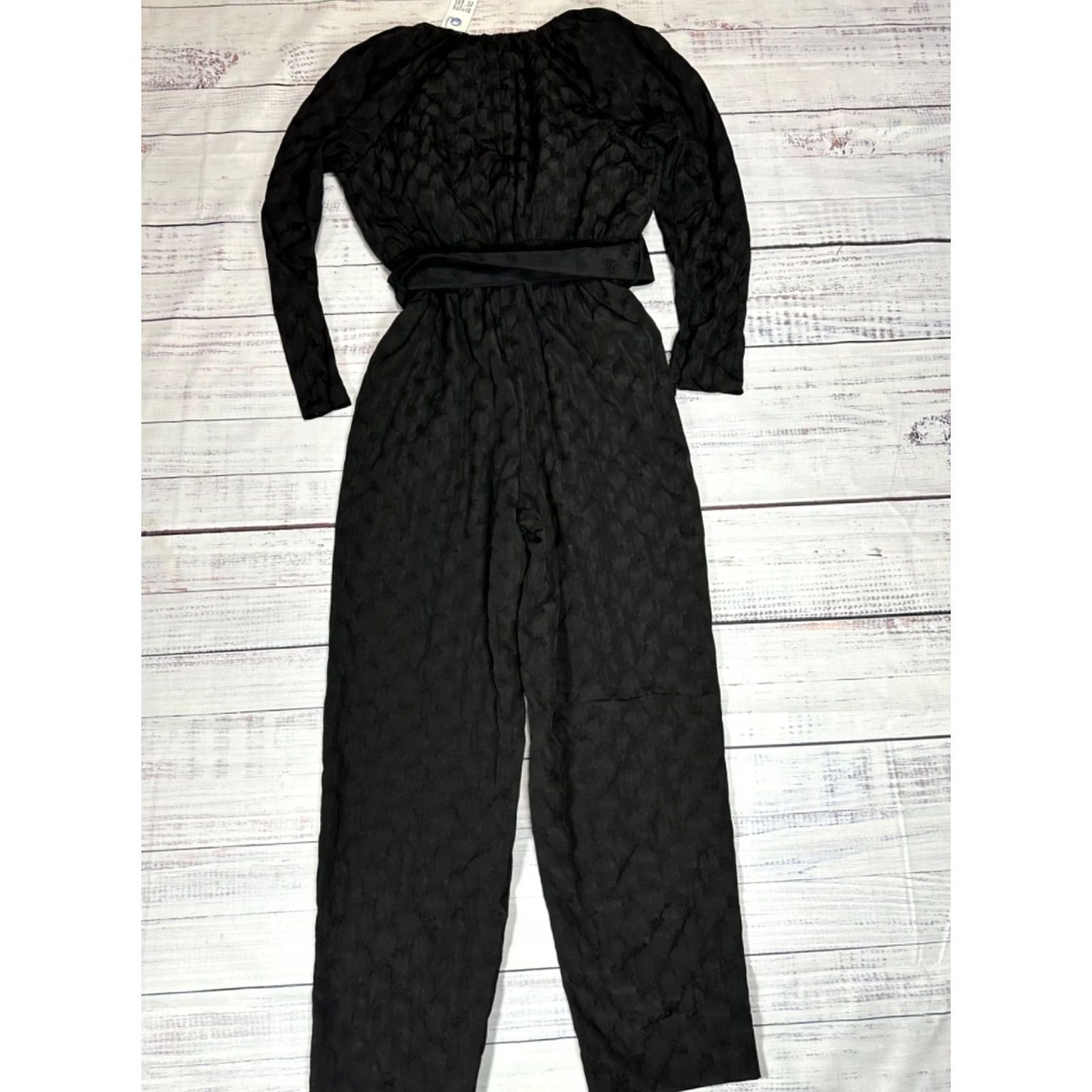 Tanya Taylor Tanya Taylor Womens Jumpsuit Long Sleeve Belted Black S Size S / US 4 / IT 40 - 7 Thumbnail