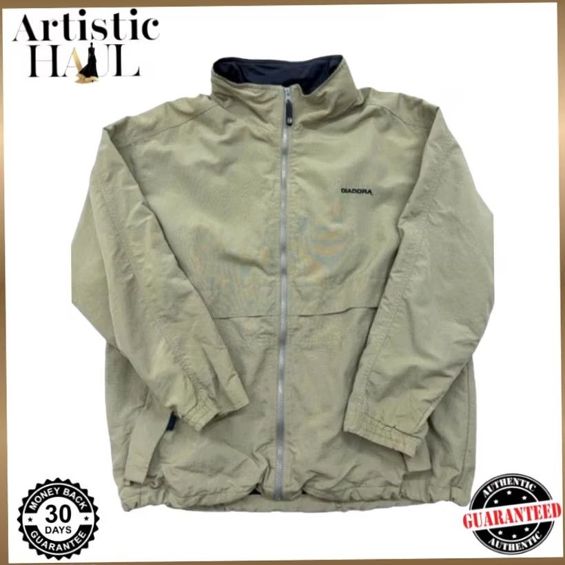 Diadora Diadora Beige Polyamide Zip Jacket M Unisex Stand Collar Size US M / EU 48-50 / 2 - 2 Thumbnail