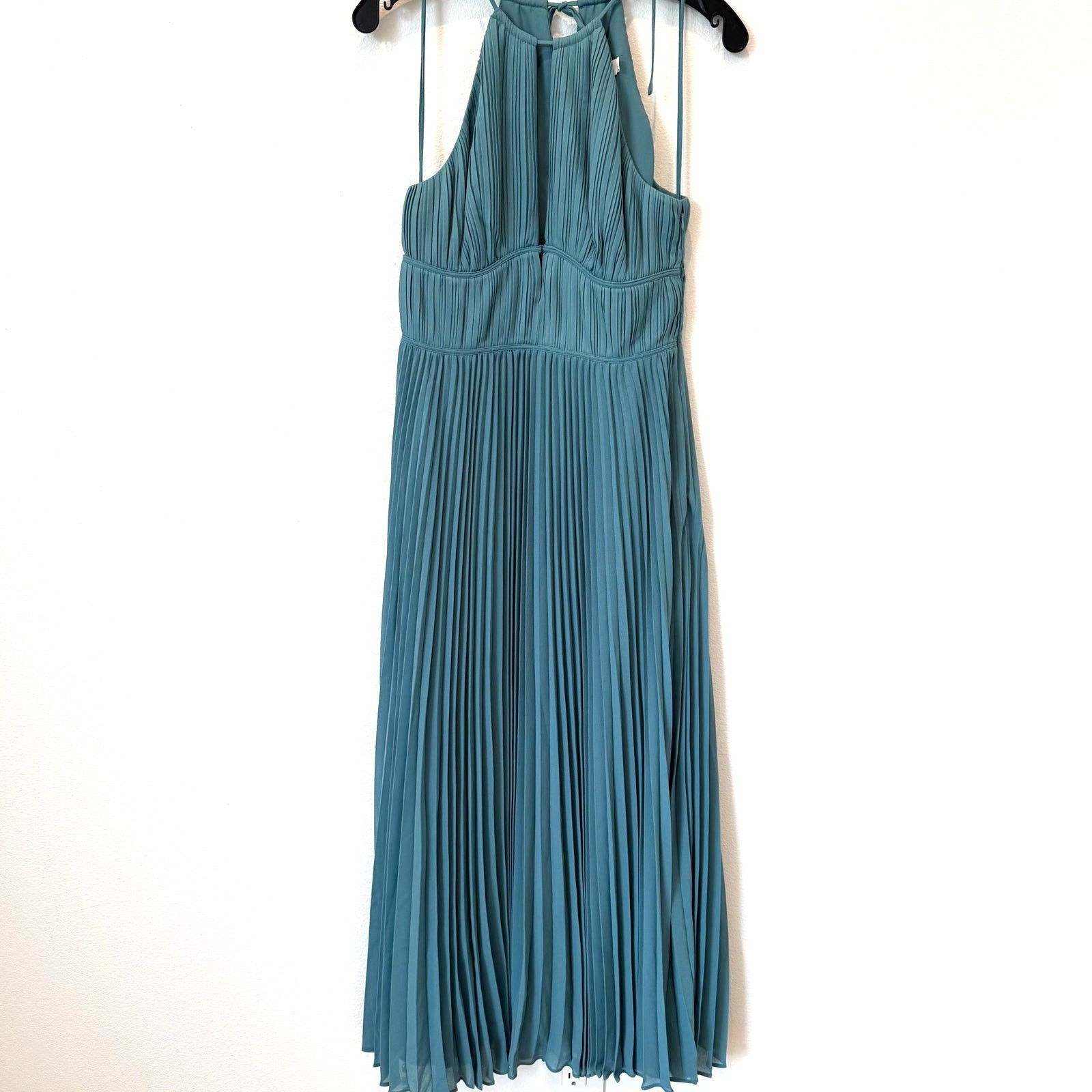 Jonathan Simkhai Jonathan Simkhai Carli Plissé Pleated Halter Maxi Dress Blue Size S / US 4 / IT 40 - 8 Thumbnail