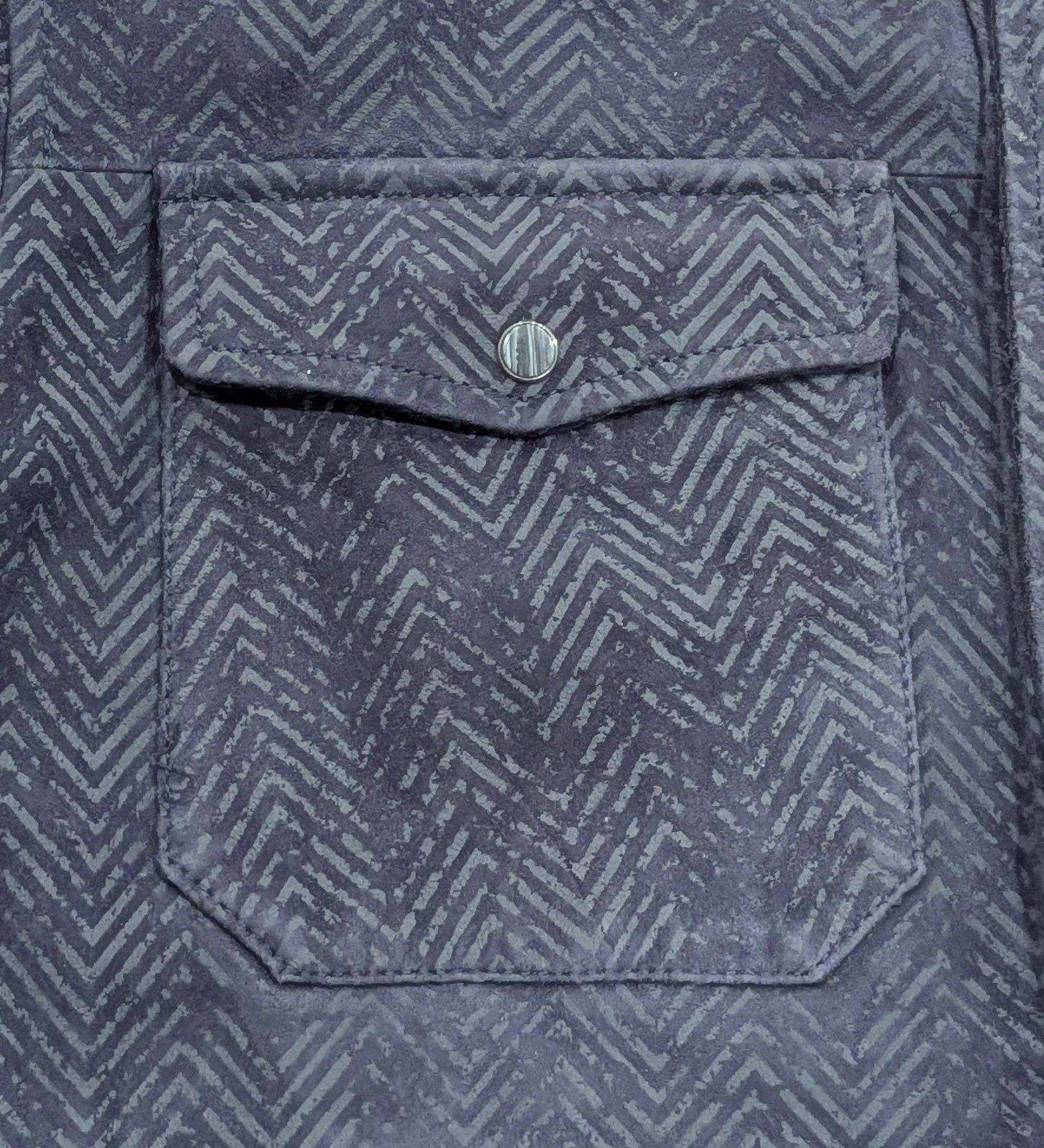 John Varvatos John Varvatos Herringbone Suede Shirt Jacket Navy 52 Size US L / EU 52-54 / 3 - 4 Thumbnail