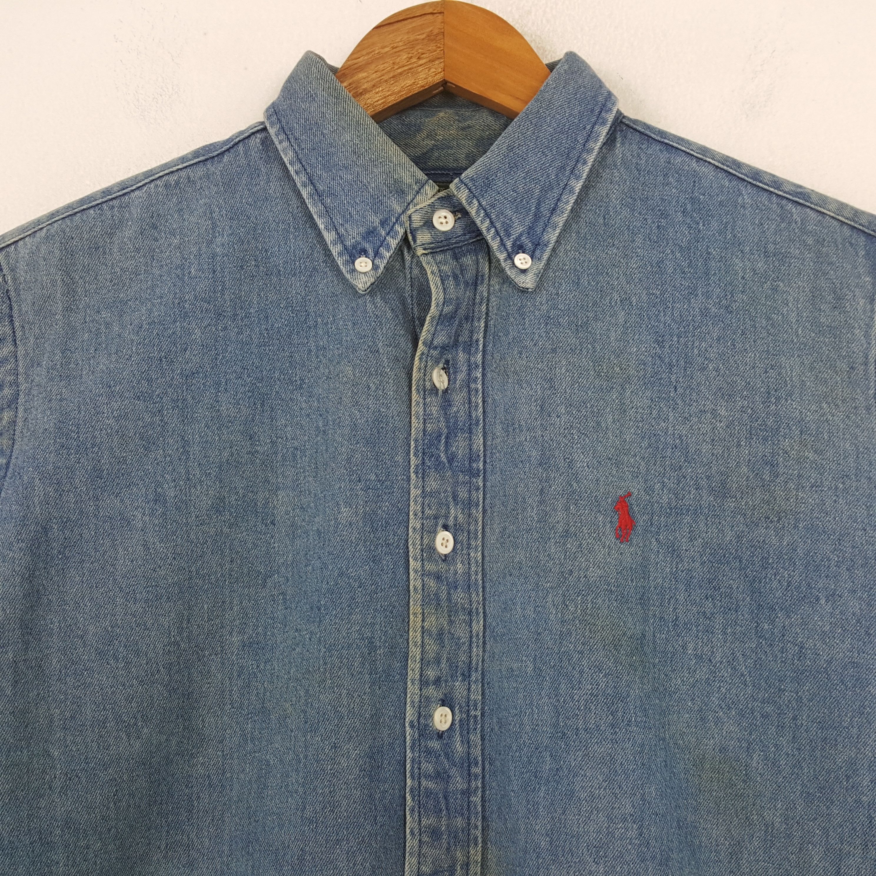 Polo Ralph Lauren × Vintage Vintage Polo by Ralph Lauren Brand Denim Shirts C294N5 Size US XL / EU 56 / 4 - 2 Thumbnail