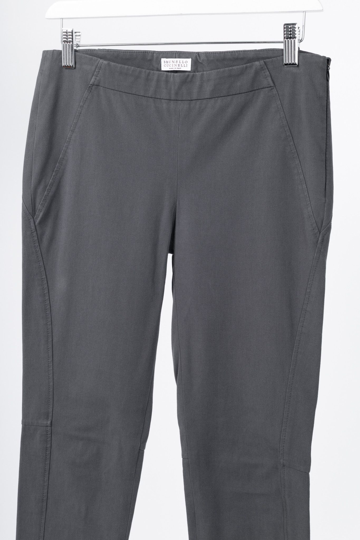 Brunello Cucinelli Brunello Cucinelli AW/14 Grey Cotton-Twill Leggings Size 27" / US 4 / IT 40 - 3 Thumbnail
