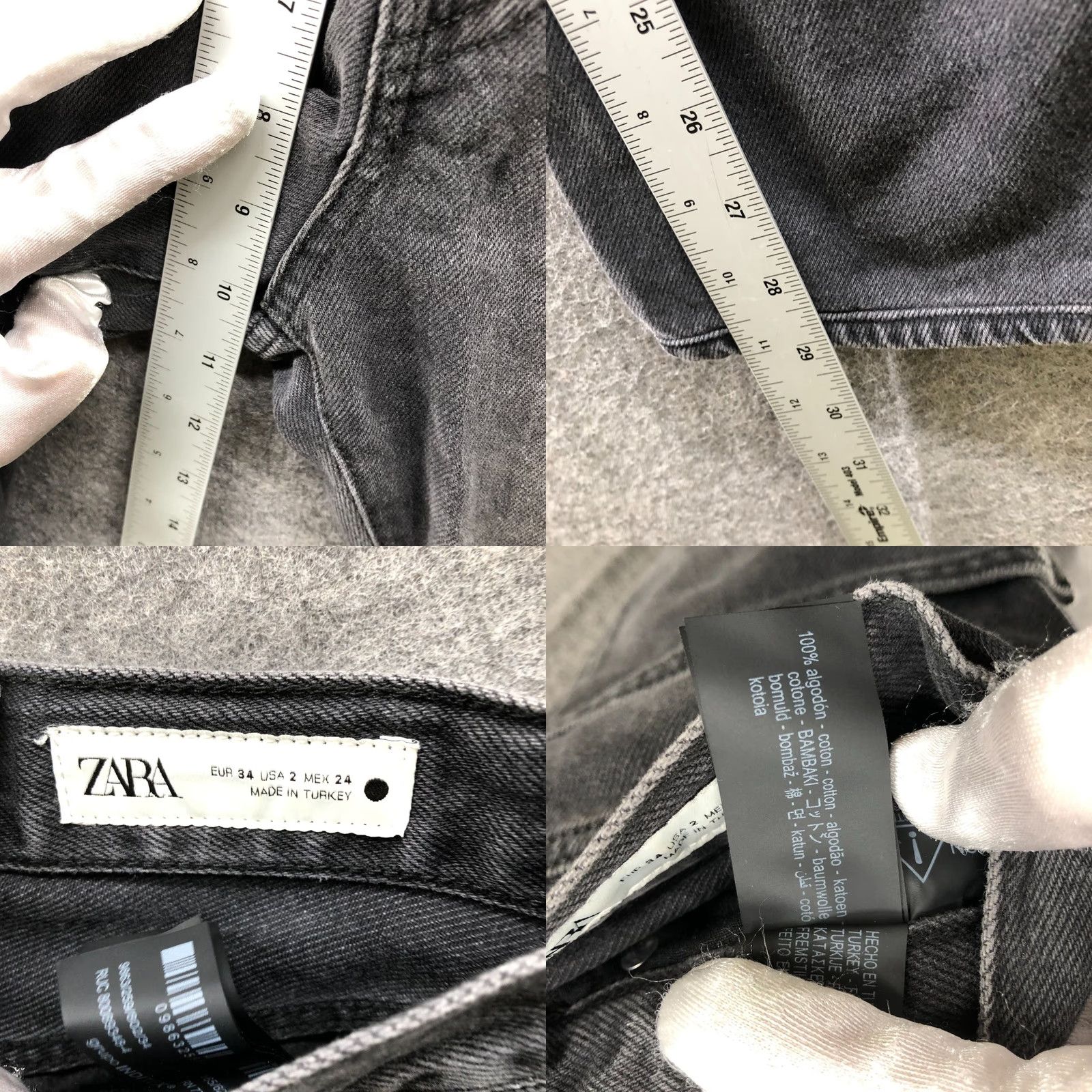 Zara Zara High Rise Straight Jeans Womens Size 2 Black Charcoal Wash Cotton Denim 5-Pocket Size 26" / US 2 / IT 38 - 8 Thumbnail