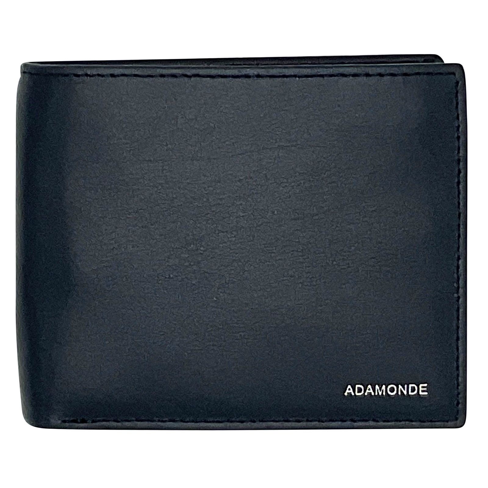 Handmade Men's minimalist dark navy leather wallet with ID window Size ONE SIZE - 1 Thumbnail