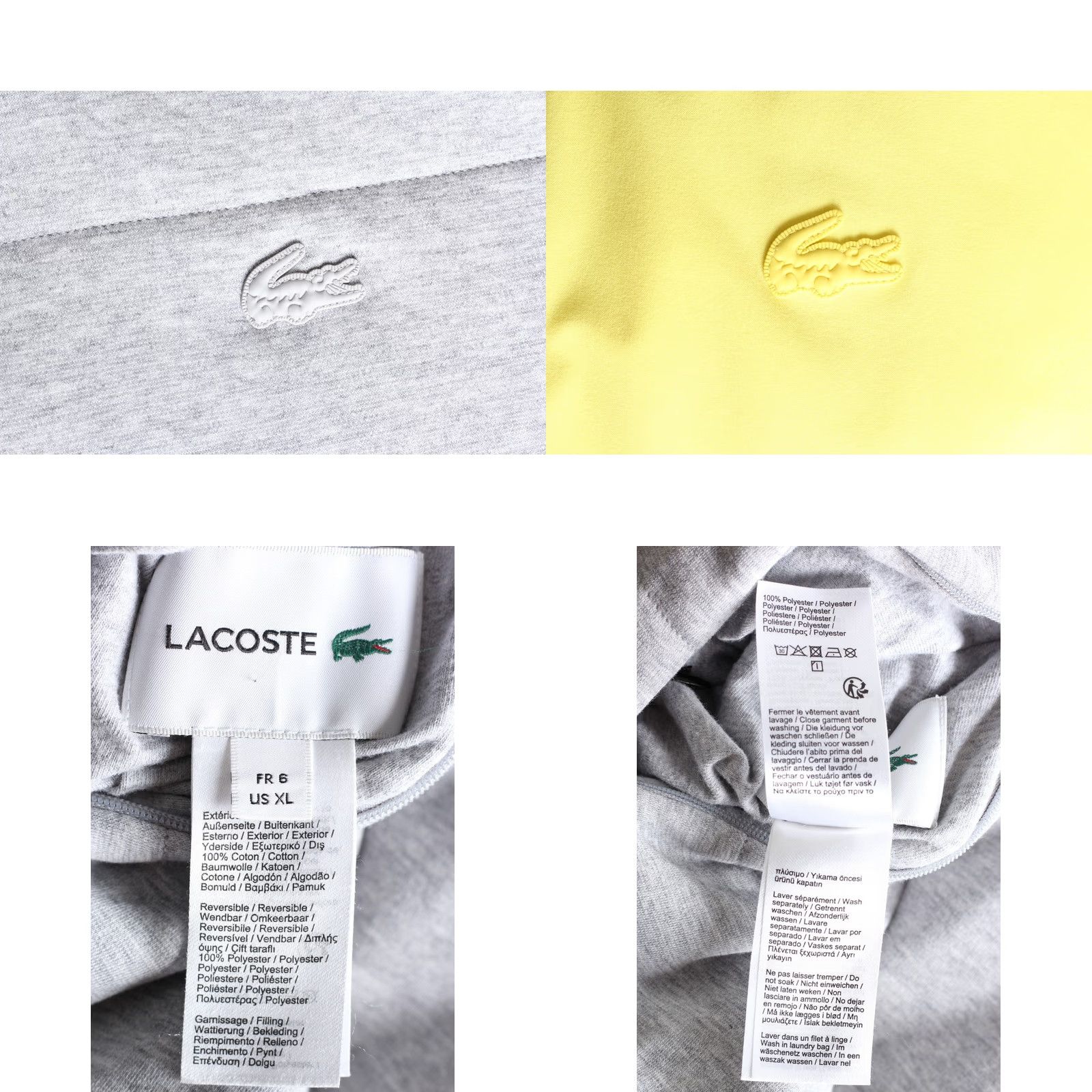 Lacoste LACOSTE Reversible Hooded Puffer Jacket Men XL MJ6392 Yellow / Grey Jacket Mens XL Reversible Hooded Puffer Jacket Size US XL / EU 56 / 4 - 8 Thumbnail