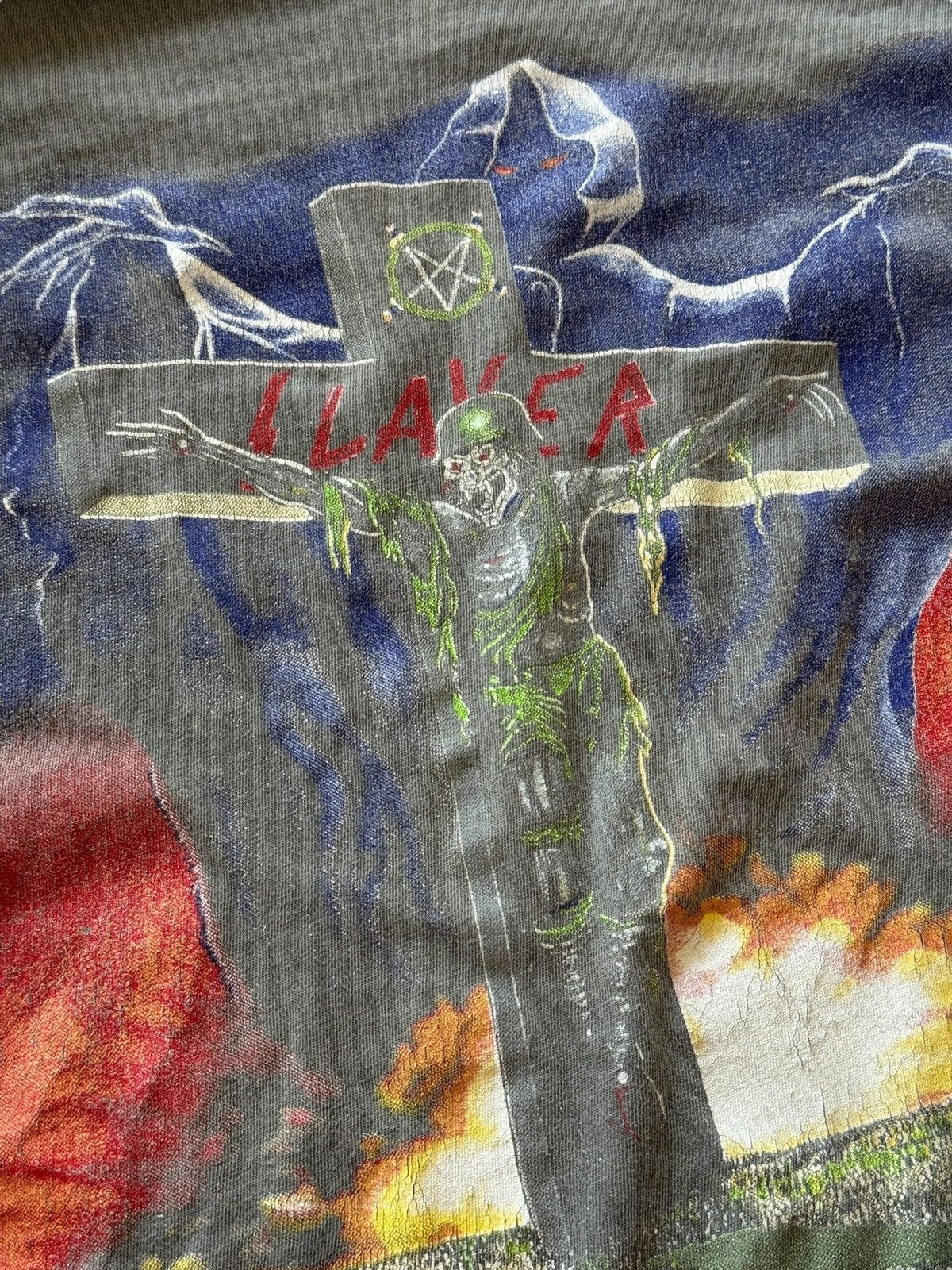 Slayer *RARE* 90s METAL BAND PARIS TOUR SLAYER 1990 EUROPE TOUR Size US L / EU 52-54 / 3 - 15 Thumbnail