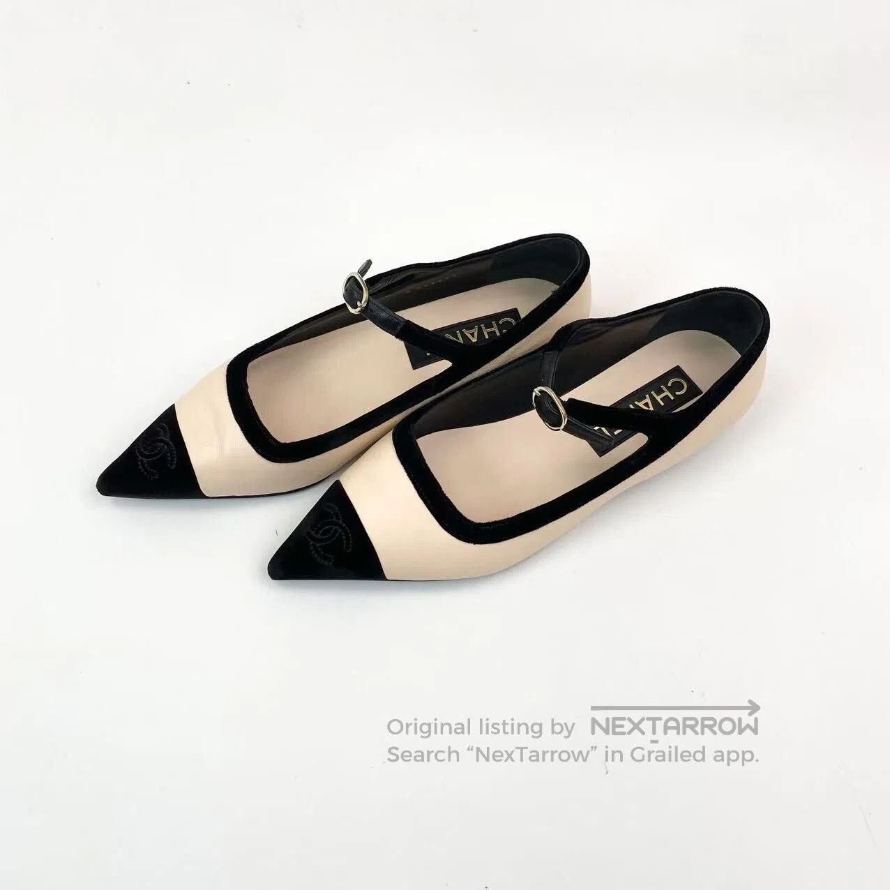 Chanel Chanel Out-of-print nude color-blocking pointed scalp shoe Size US 6 / IT 36 - 1 Thumbnail