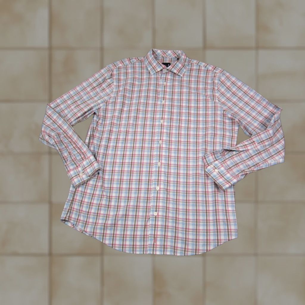 johnnie-O Johnnie-O Shirt Mens Large Pink Brown Plaid Button-Up Casual Classic Comfort Size US L / EU 52-54 / 3 - 1 Thumbnail