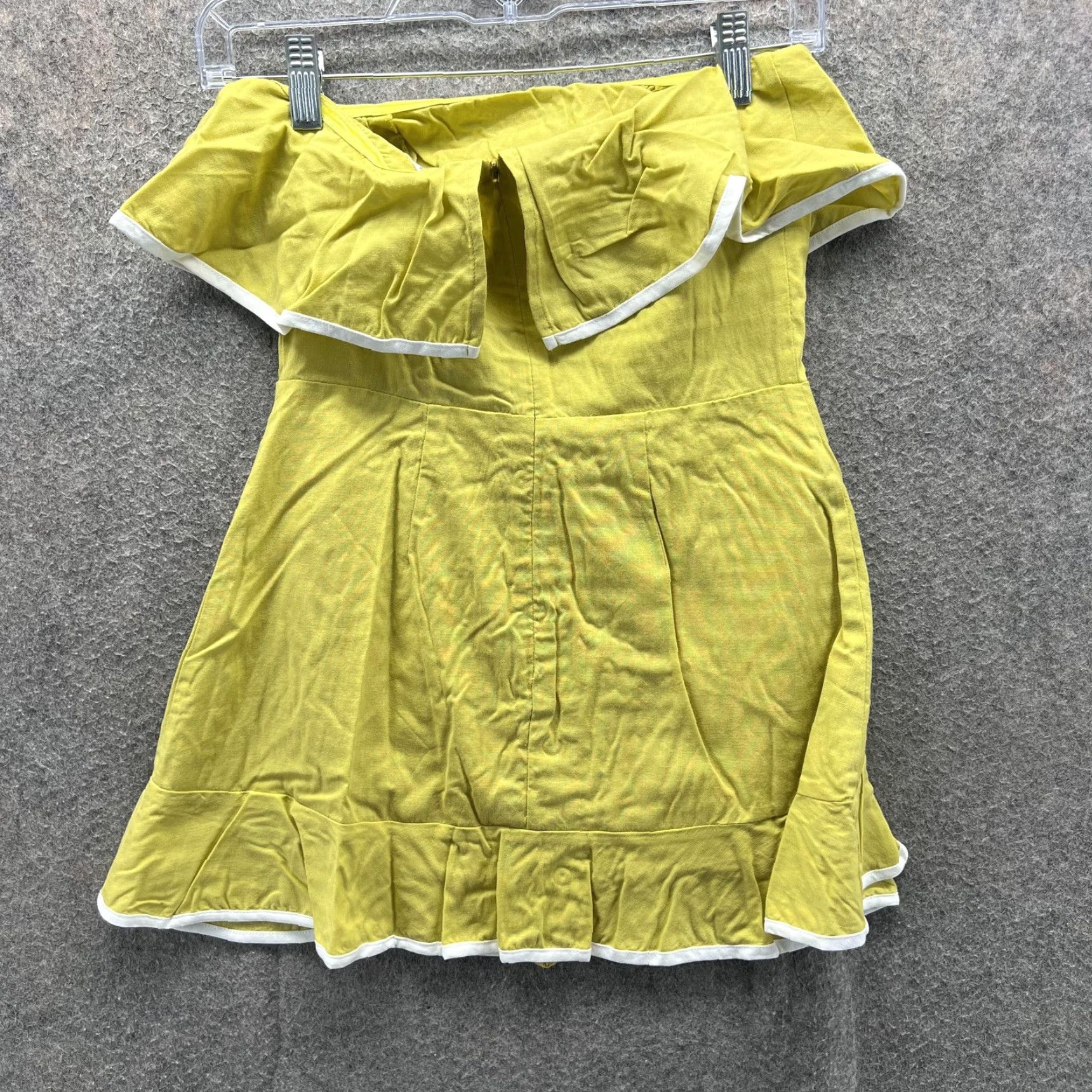 Vintage Tularosa Dress Womens XS Yellow Off Shoulder Ruffle Wrap Mini Summer Party Size XS / US 0-2 / IT 36-38 - 2 Thumbnail