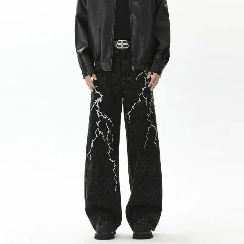 Japanese Brand Retro loose wide leg embroidered jeans Size US 32 / EU 48 - 6 Thumbnail