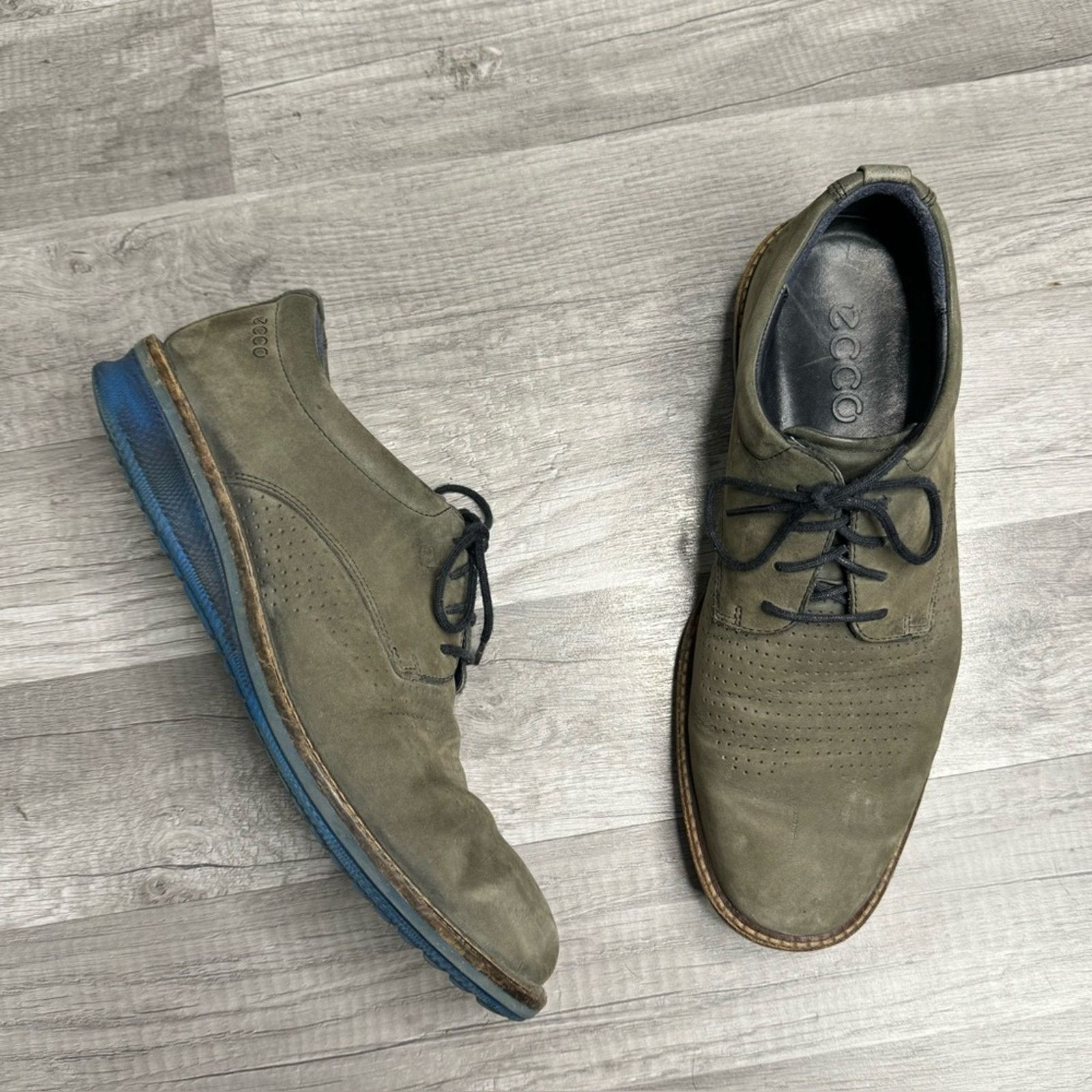Ecco ECCO Hybrid Blue Sole Nubuck Derby Shoes Size 42 / US 8–8.5 Size US 8 / EU 41 - 1 Thumbnail