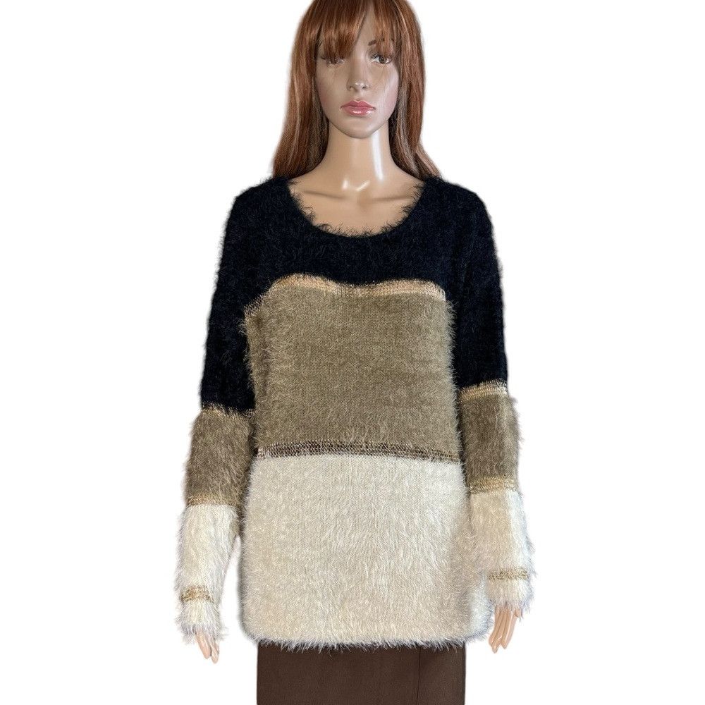 Other NWT New Alberto Makali Fuzzy Soft Colorblock Sweater Size L Size L / US 10 / IT 46 - 1 Thumbnail