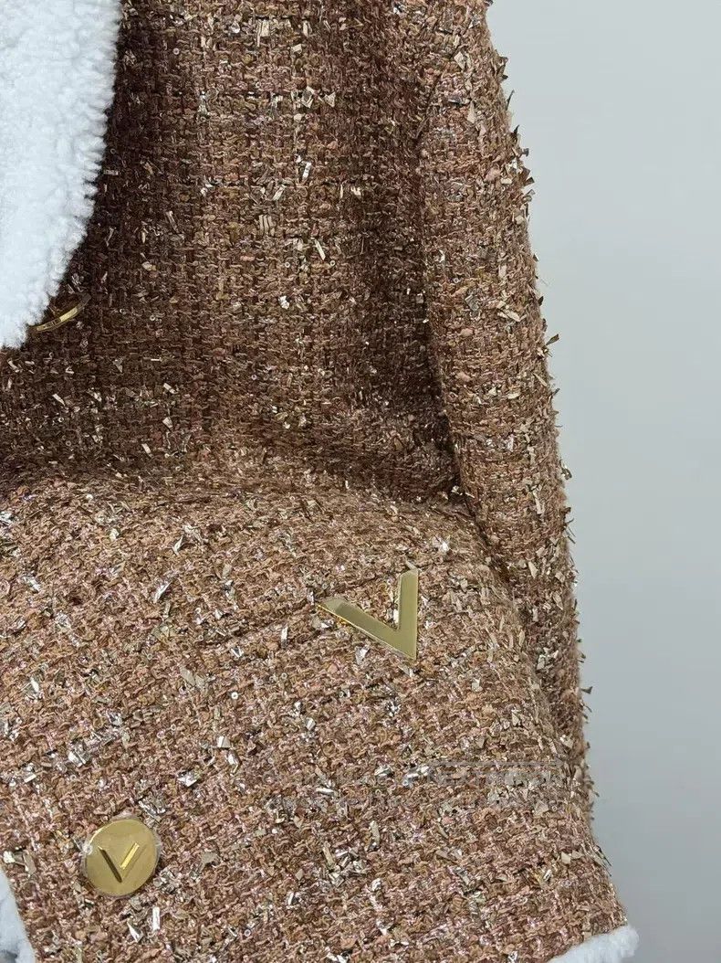 Valentino Valentino Tweed gold thread and sheepskin wool integrated Size M / US 6-8 / IT 42-44 - 6 Thumbnail