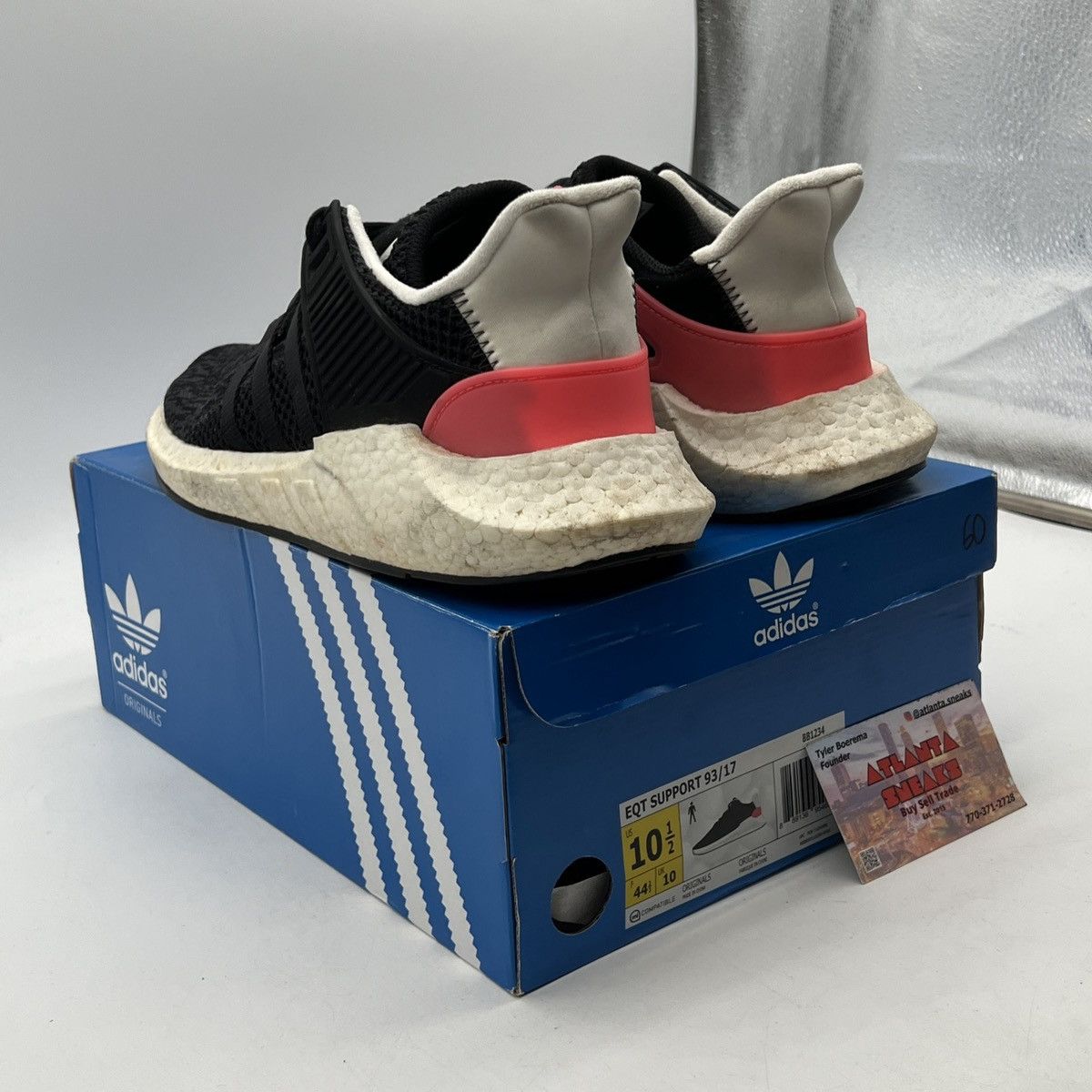 Adidas Eqt support 93/17 core black turbo red Size US 10.5 / EU 43-44 - 4 Thumbnail