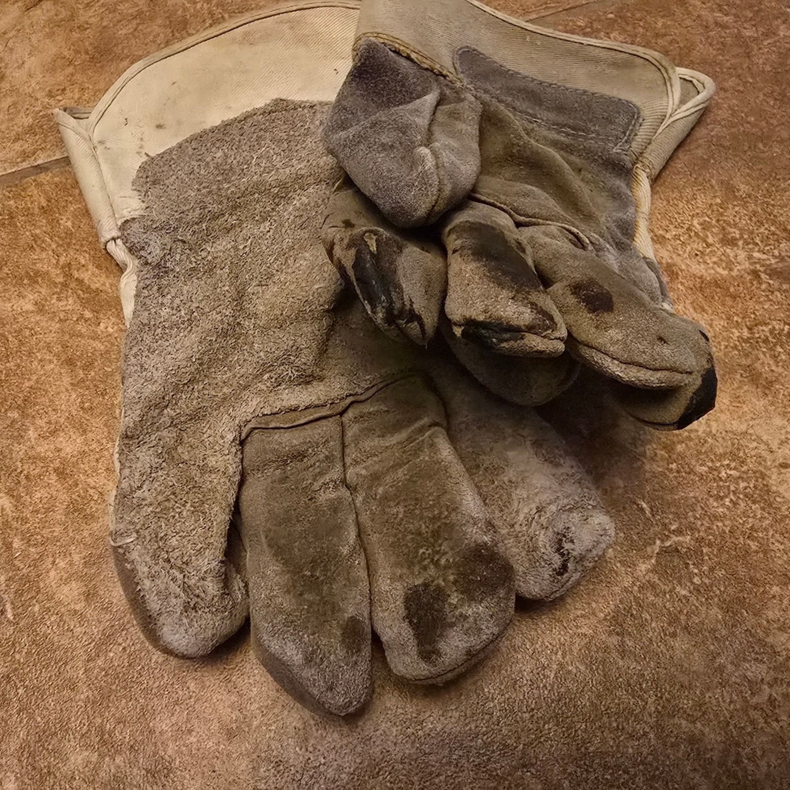 Other Beige Grey Work M Glove Size ONE SIZE - 3 Thumbnail