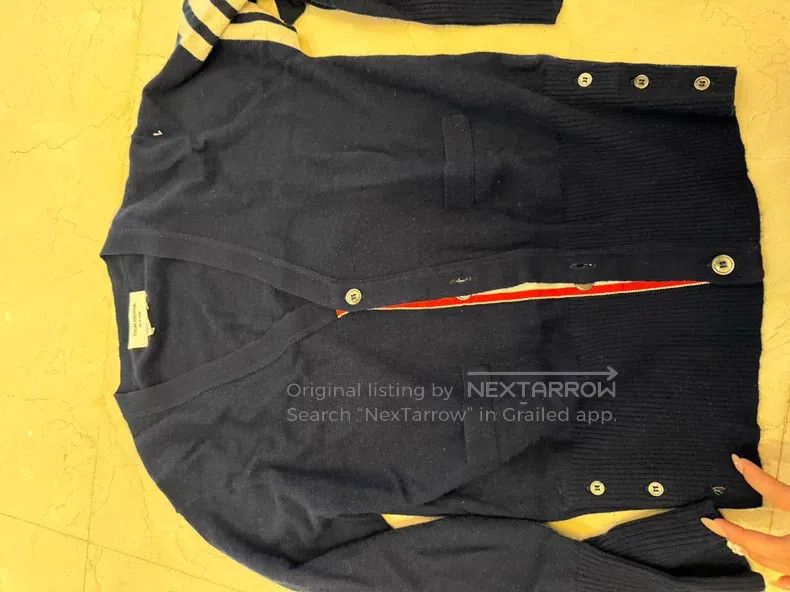 Thom Browne Thom Browne Blue-cashmere cardigan Size US XXL / EU 58 / 5 - 1 Thumbnail