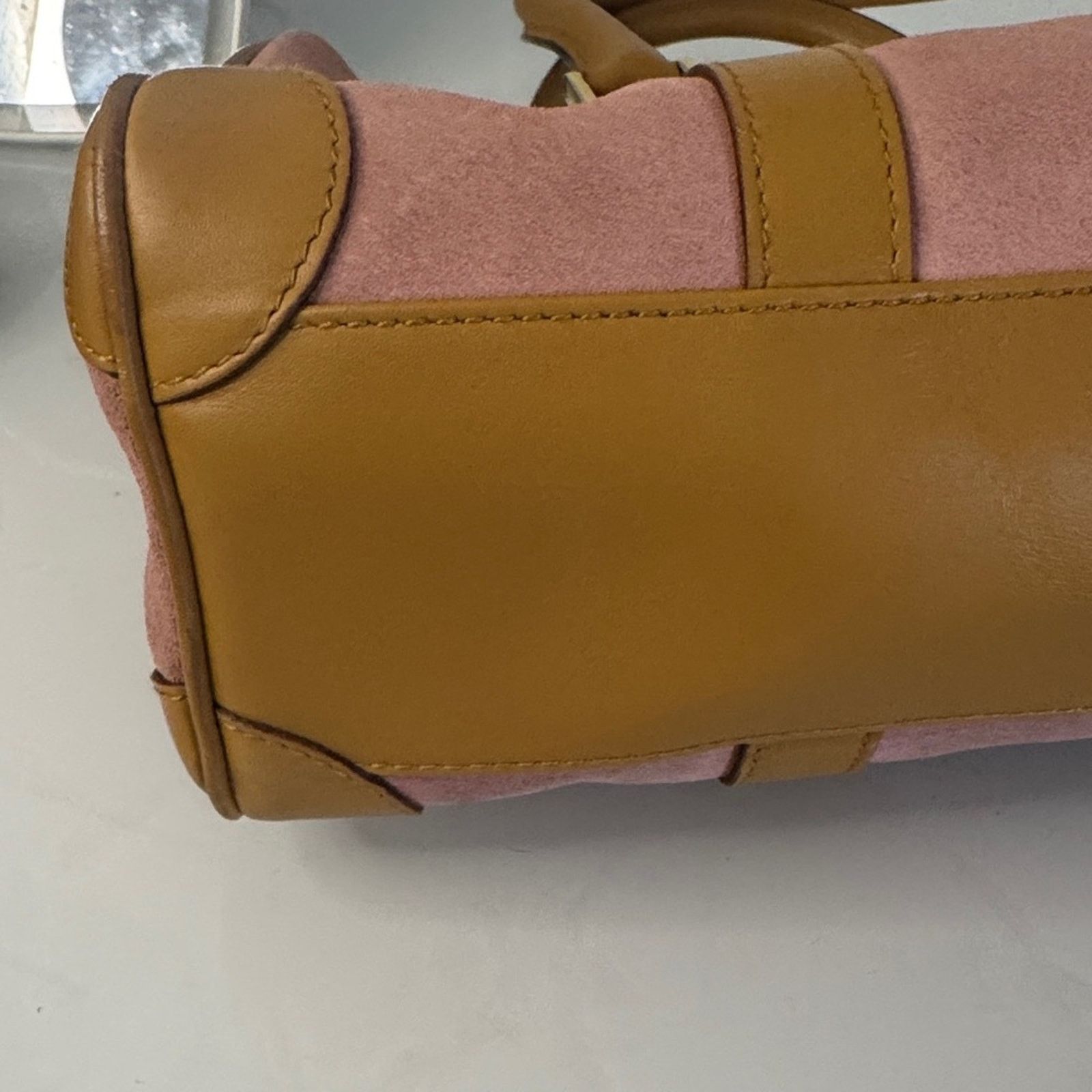 Gucci Gucci Vintage Zip Boston Bag - Pink Suede and Tan Leather Size ONE SIZE - 8 Thumbnail