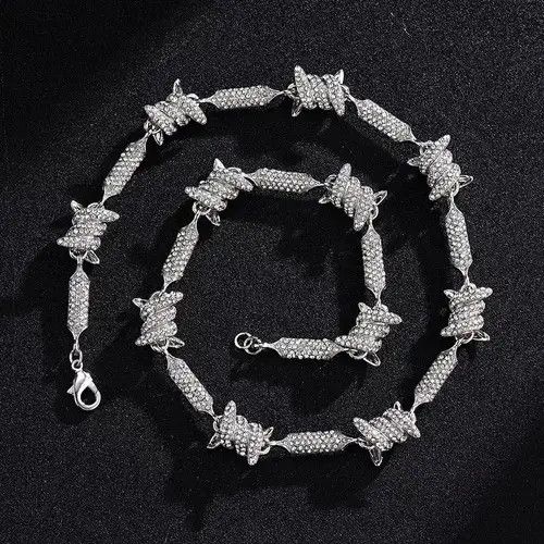 Other 18" 18mm Barbed Wire Thorn Link Chain Choker Necklace🔥🔥🔥 Size ONE SIZE - 2 Thumbnail