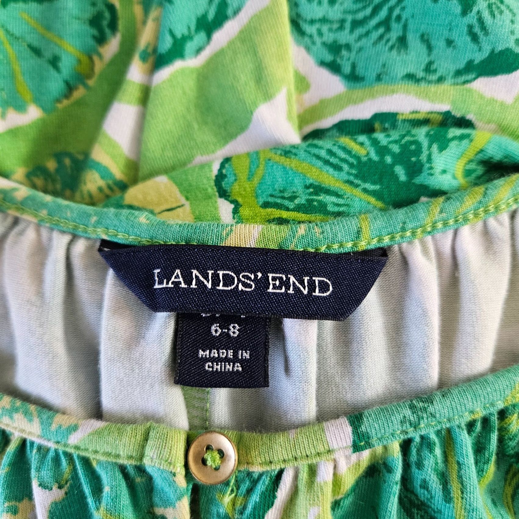 Lands' End Lands End Dress Womens Sz Small Tall Green White Sleeveless Belted Size S / US 4 / IT 40 - 6 Thumbnail