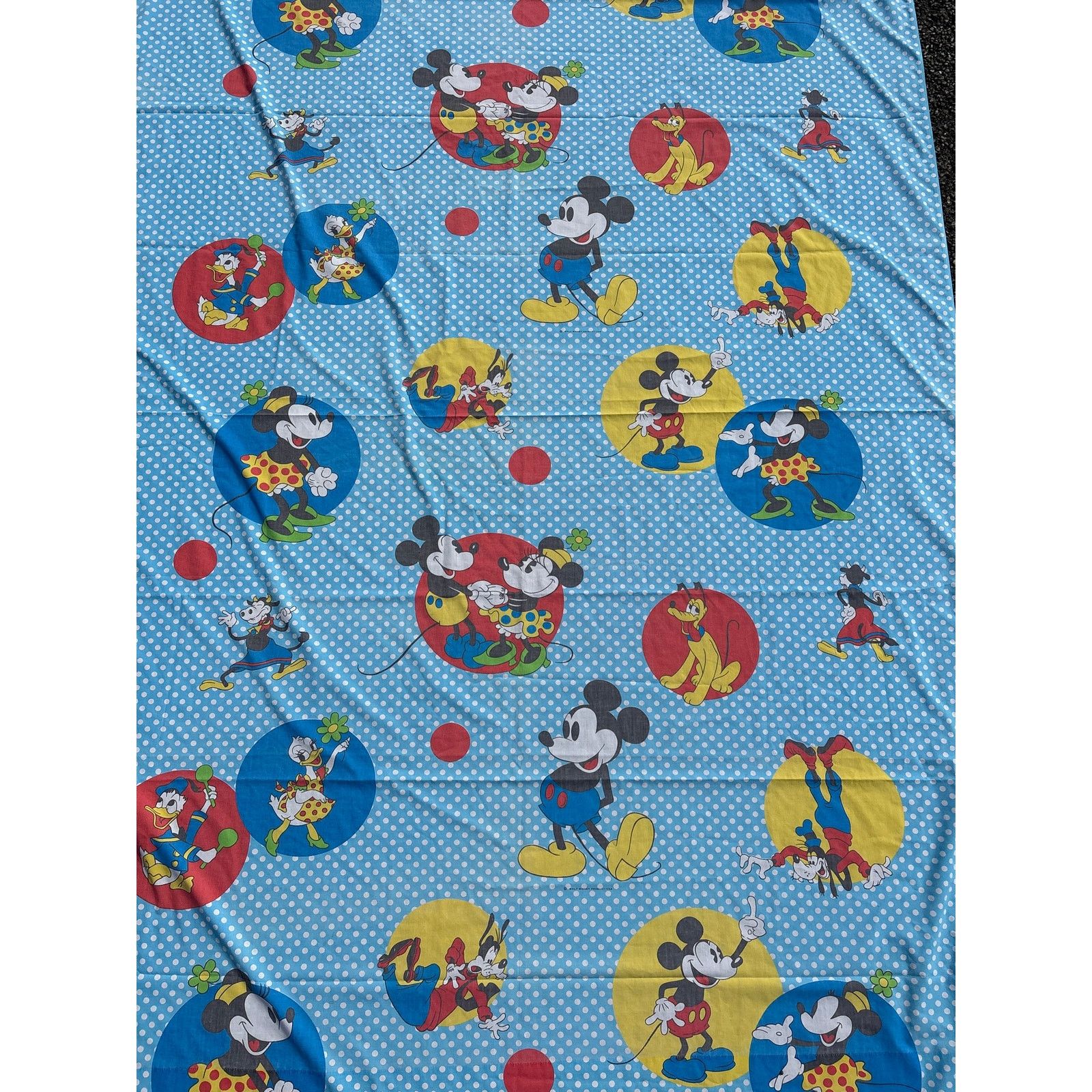Disney VTG 70’s Mickey Mouse Walt Disney Wamsutta 63x104 sheet Size ONE SIZE - 2 Thumbnail