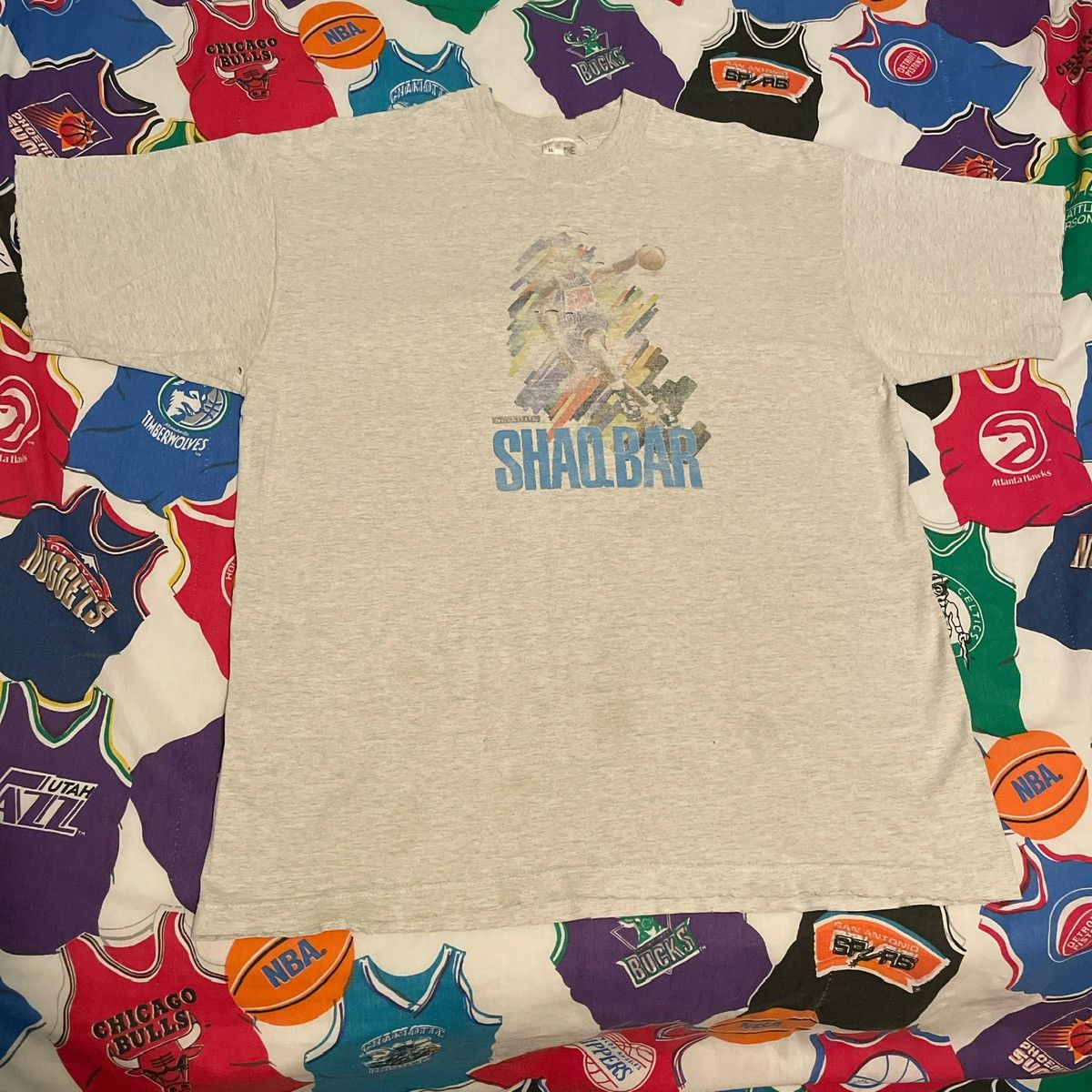 NBA × Vintage Vintage 90s NBA Shaquille O’Neal Bar Basketball Tee Size US XL / EU 56 / 4 - 1 Thumbnail