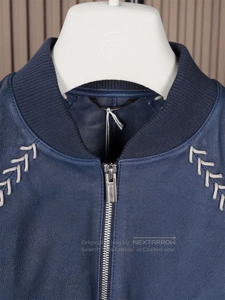 Hermes Hermes Men's Runway Midnight Blue Baseball Jacket Leather Size US M / EU 48-50 / 2 - 4 Thumbnail