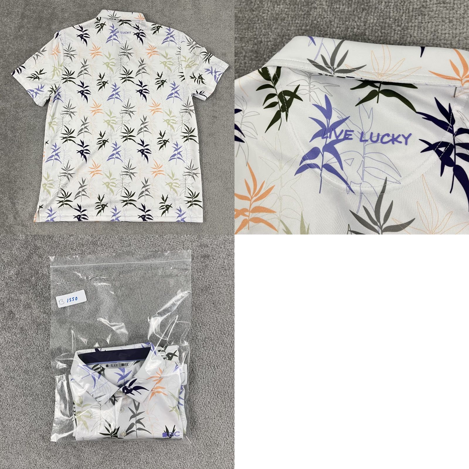 Vintage Black Clover Shirt Mens Large White Floral Hawaiian Live Lucky Golf Preppy Polo Size US L / EU 52-54 / 3 - 8 Thumbnail