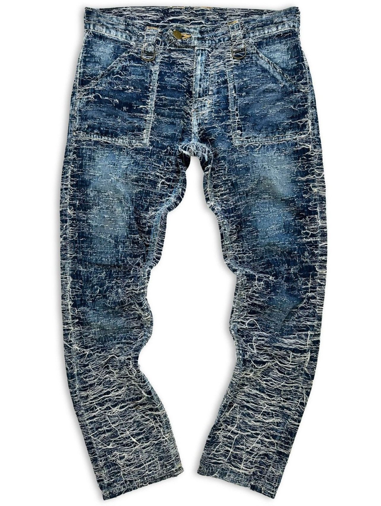 Blackmeans AW15 Blackmeans Artisanal ‘Boro’ Thrashed Blue Denim Size US 31 - 1 Thumbnail