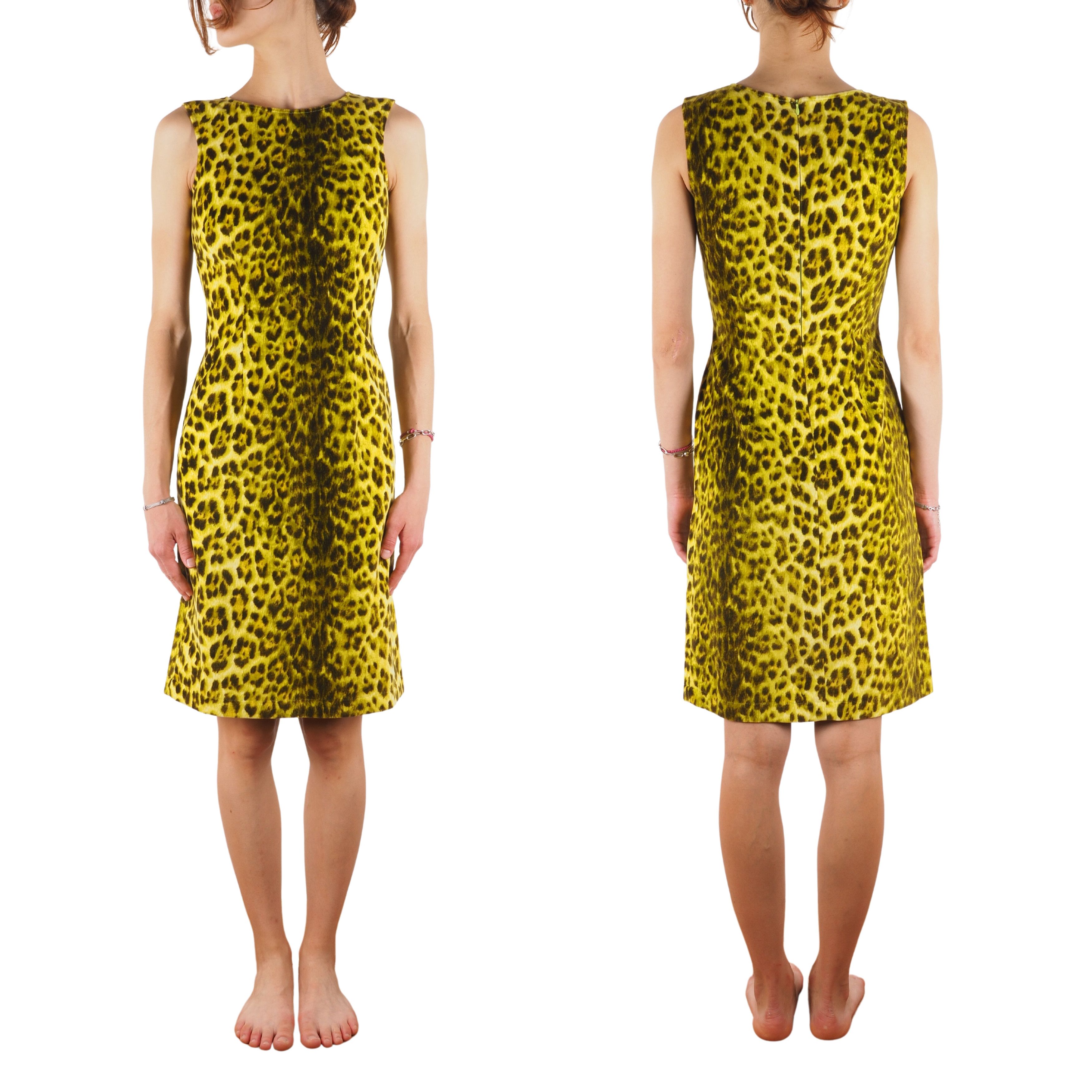 Moschino × Vintage Moschino Jeans Vintage Women's Yellow Animal Print Dress Size M / US 6-8 / IT 42-44 - 1 Thumbnail