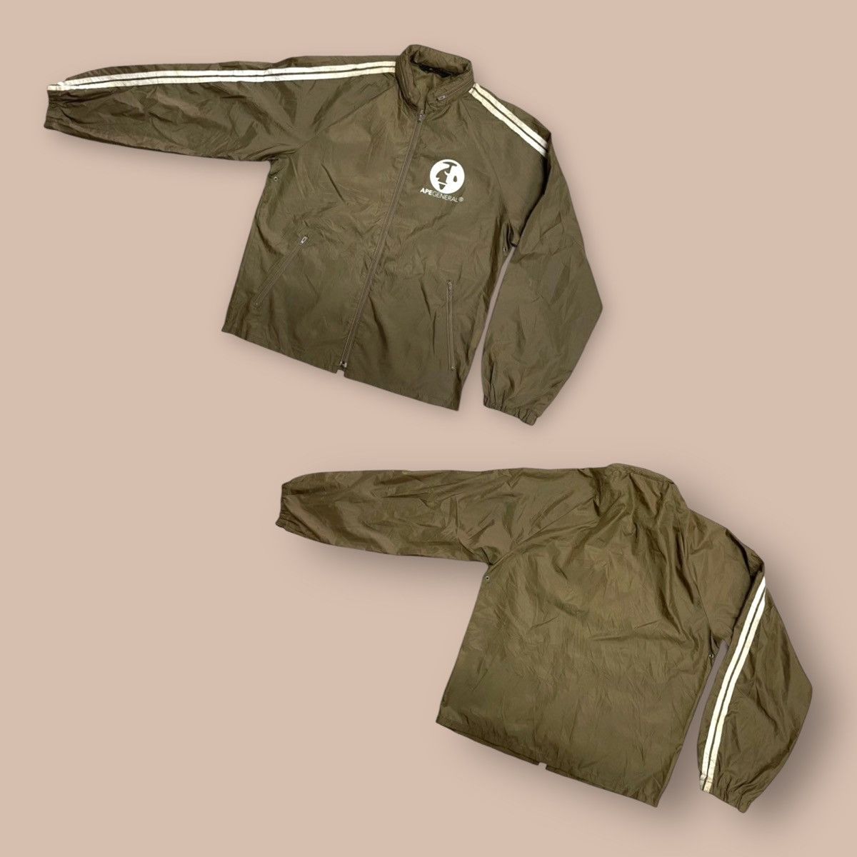 Pre-owned Bape Vintage 90's  “ape General” Windbreaker Nylon Jacket In Brown