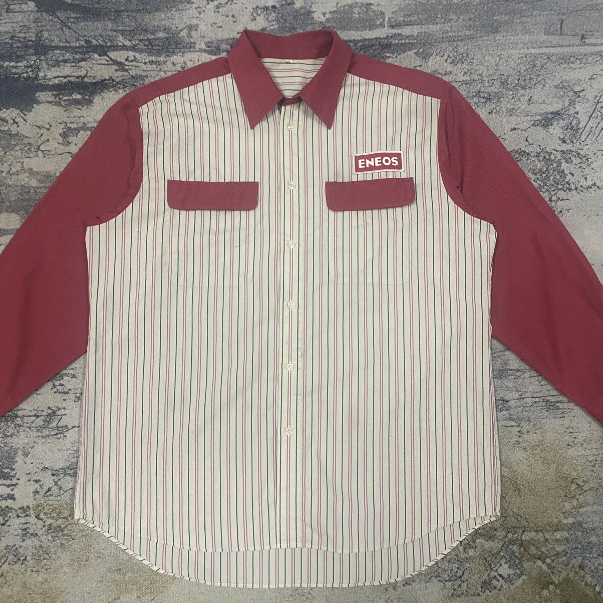 Japanese Brand × Vintage Gcw23🔥Vintage Eneos Racing Stripes Button Up Worker Size US XL / EU 56 / 4 - 2 Thumbnail