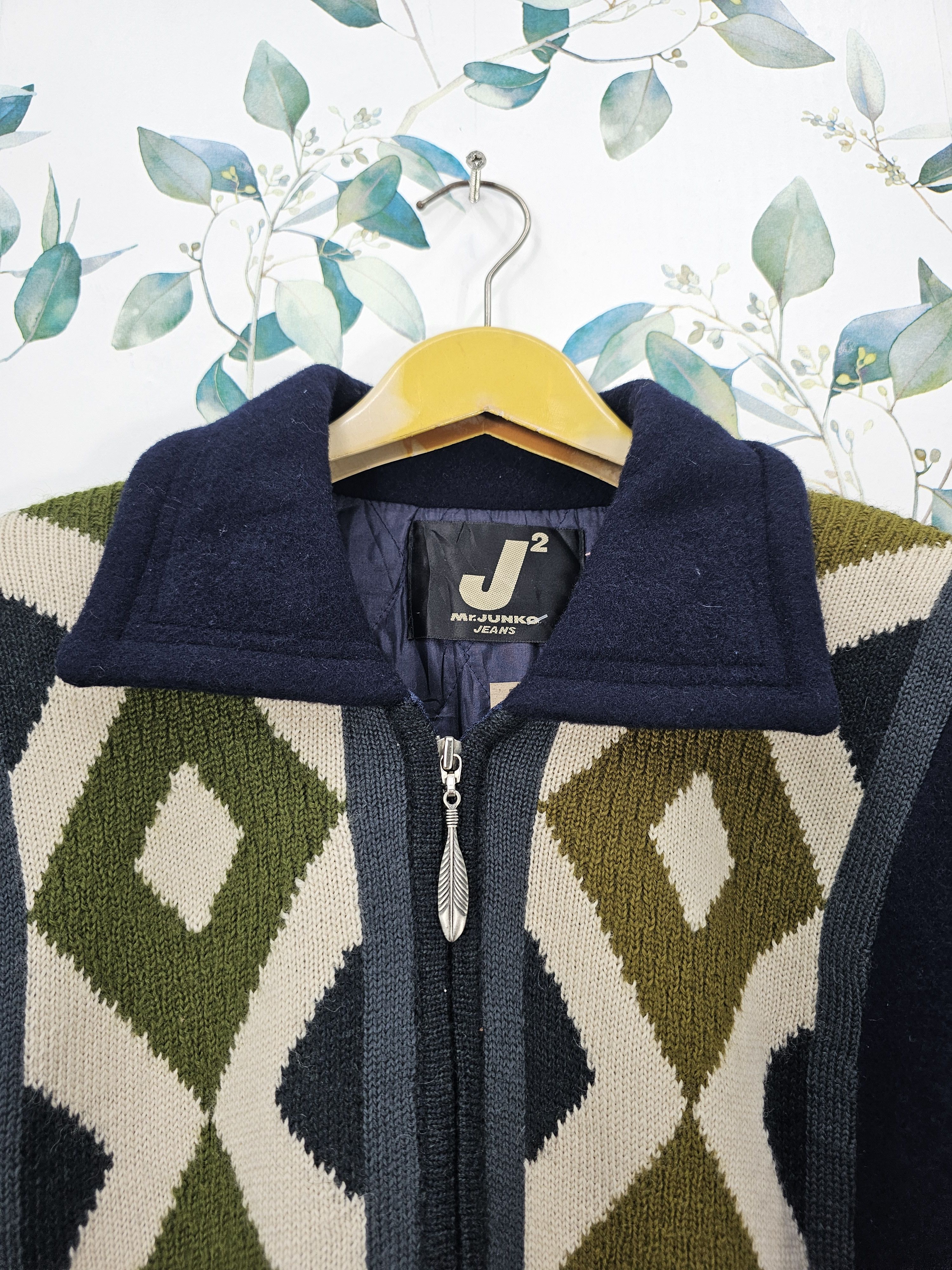 Mr. Junko Vintage MR. JUNKO Jeans Knit Wool Retro Style Jacket J0117 Size US L / EU 52-54 / 3 - 8 Thumbnail