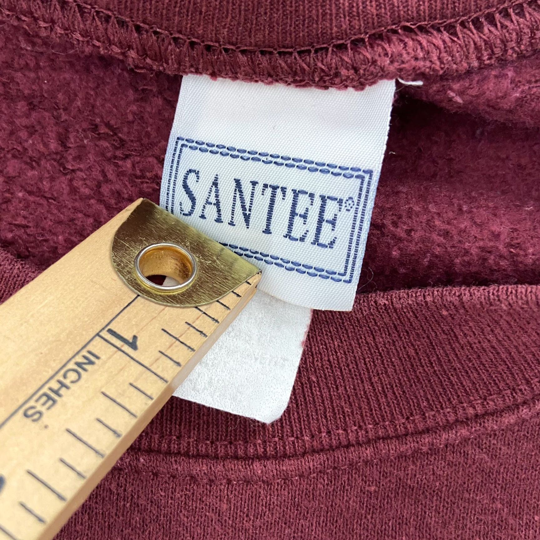 Vintage VINTAGE Santee Sweatshirt Pullover Maroon Adult XL Crew Neck 90s Gothic Funny Logo Cotton Blend Size US XL / EU 56 / 4 - 5 Thumbnail