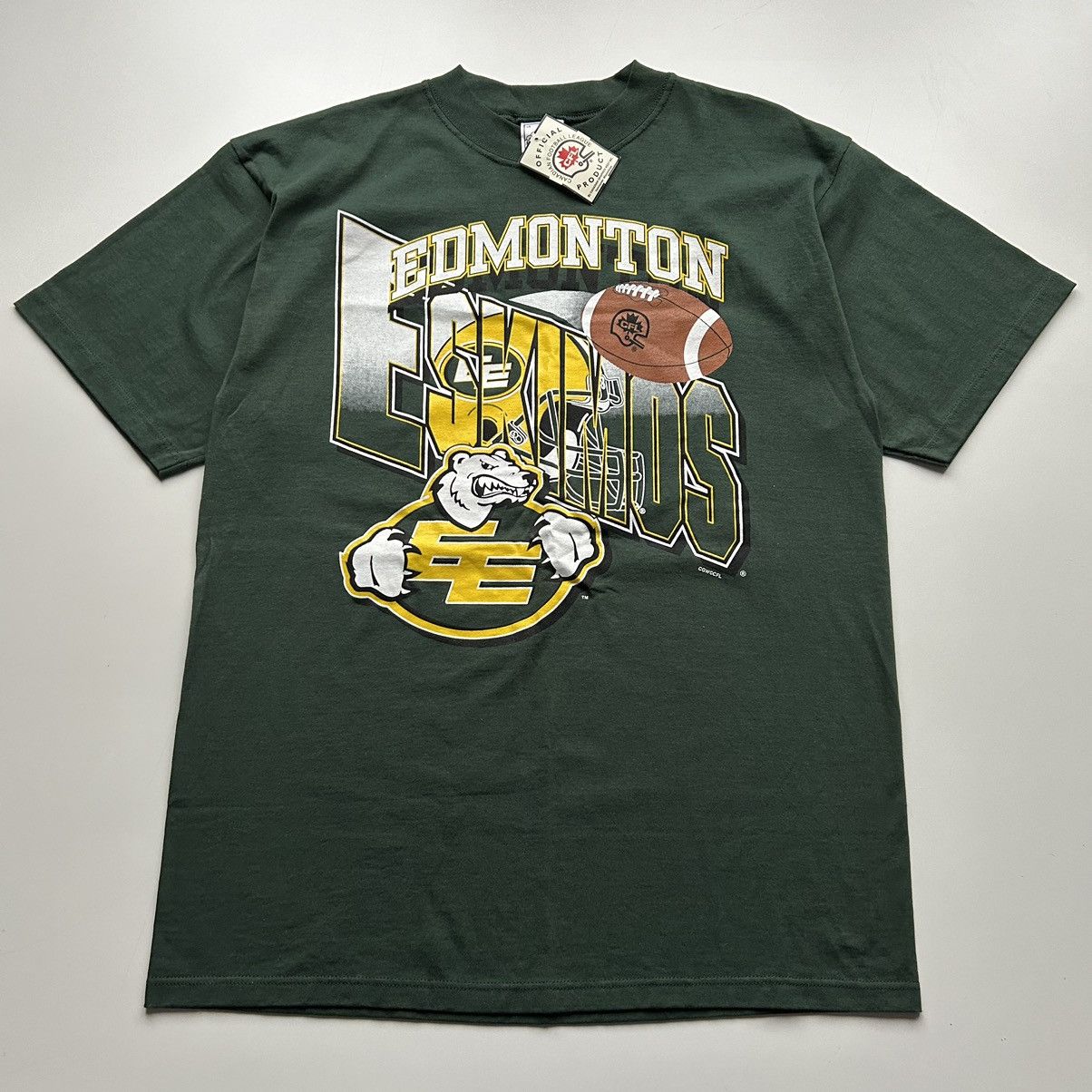 image of Canada x Nfl Vintage 90's Edmonton Eskimos Cfl Graphic T Shirt Large NWT in Green, Men's