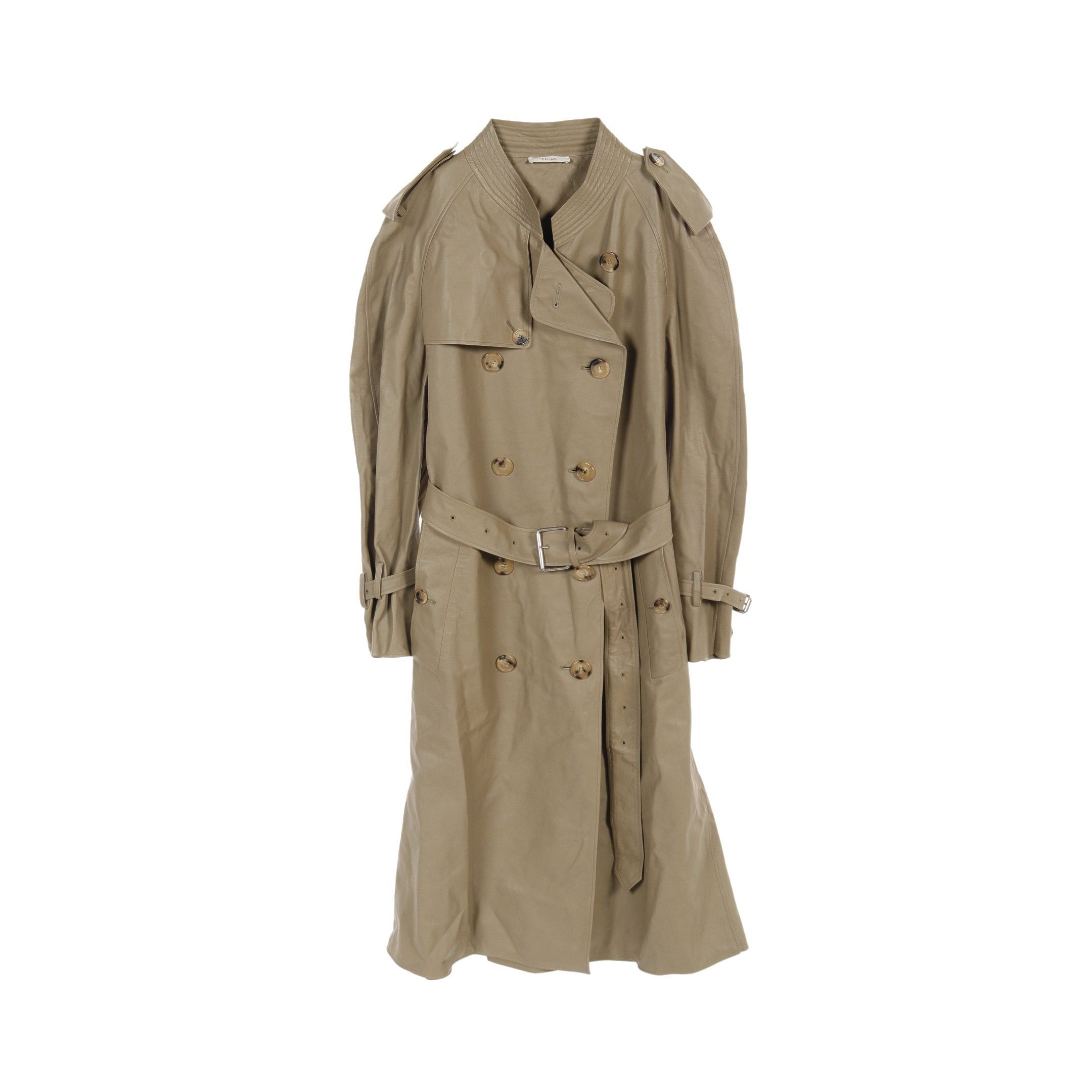 Celine Celine Trench Coat Leather Beige Size ONE SIZE - 1 Thumbnail
