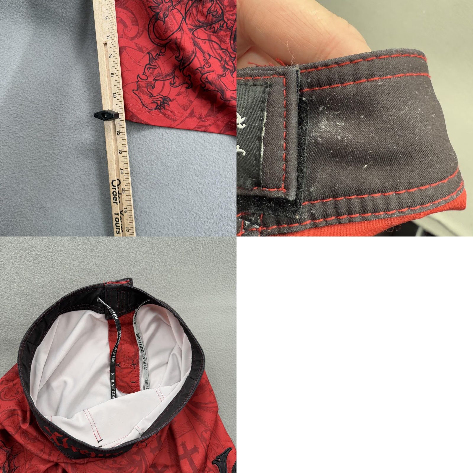 Vintage Xtreme Couture Board Shorts Mens 32 Red Black Quick Dry Surf Gothic Lion XC Cross Size US 32 / EU 48 - 8 Thumbnail