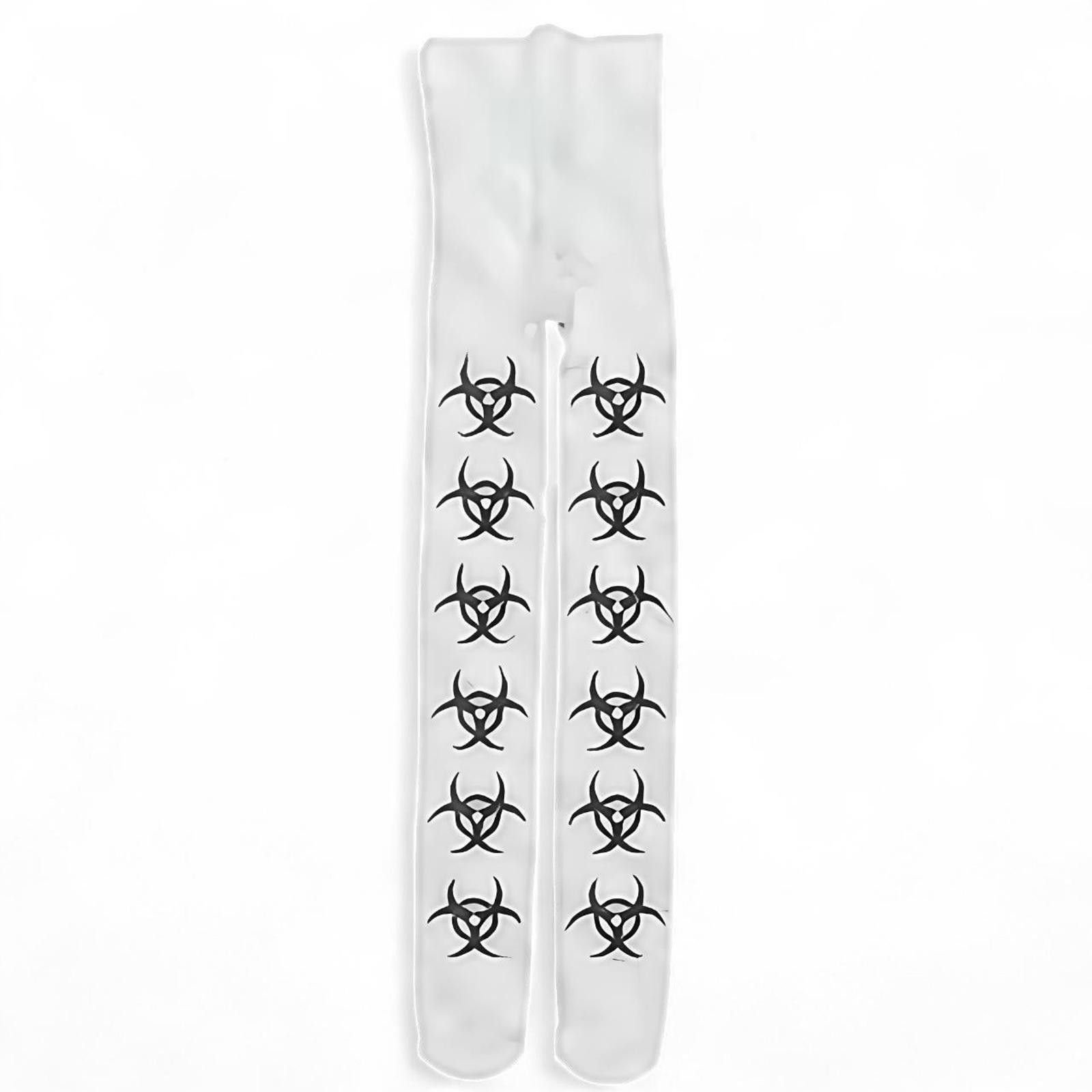 Other White One-Piece Stockings w/ Black Biohazard Print Size ONE SIZE - 2 Thumbnail