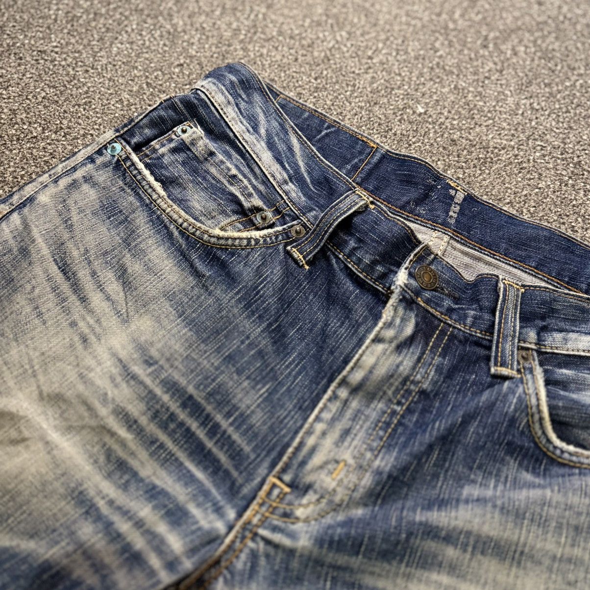 Edwin Insane‼️ Flared Vintage Distressed Edwin 511 Whisker Clawmark Size US 32 / EU 48 - 12 Thumbnail