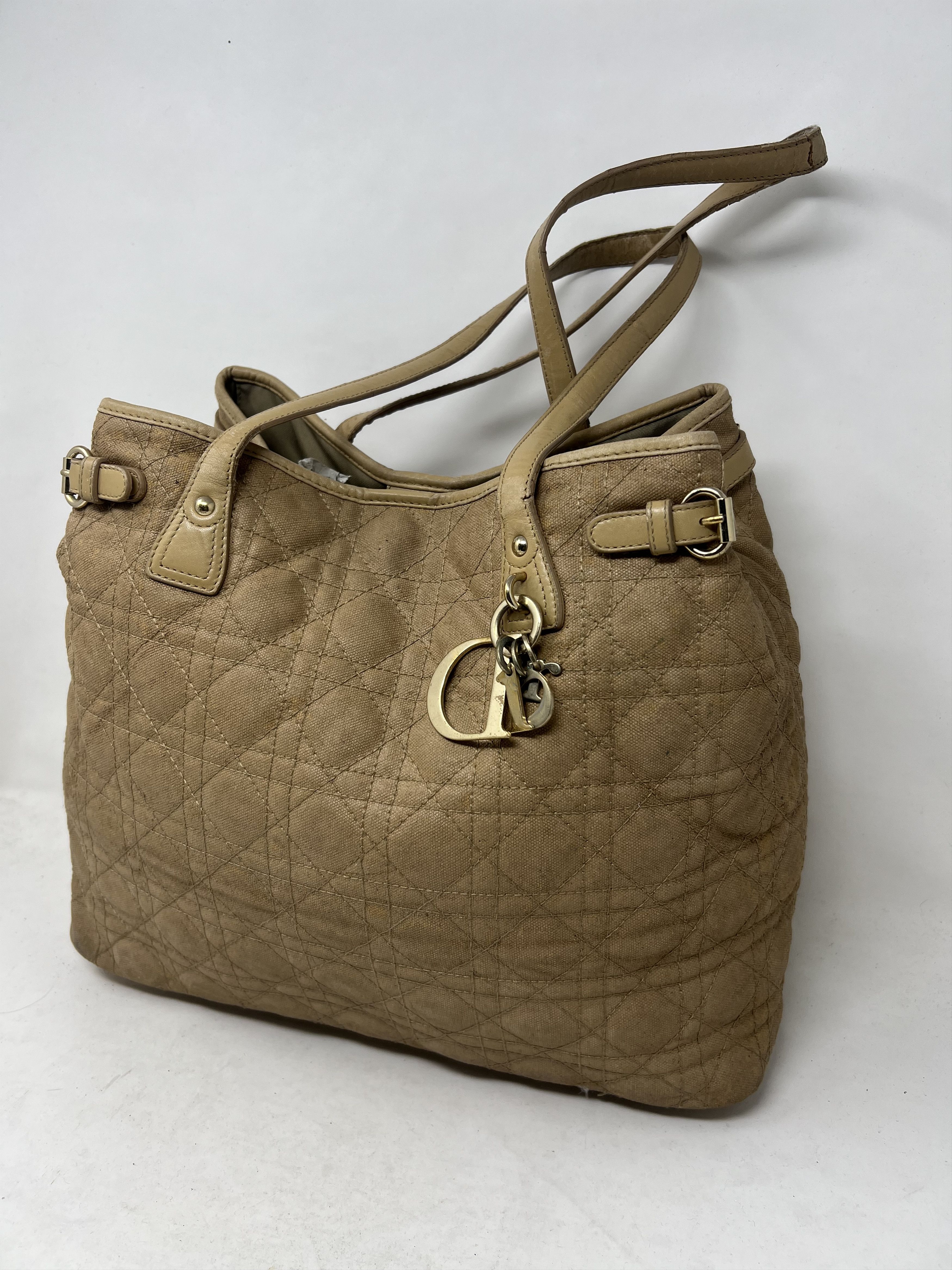 Christian Dior Monsieur Christian Dior Panarea Cannage Quilted Canvas Tote Size ONE SIZE - 2 Thumbnail