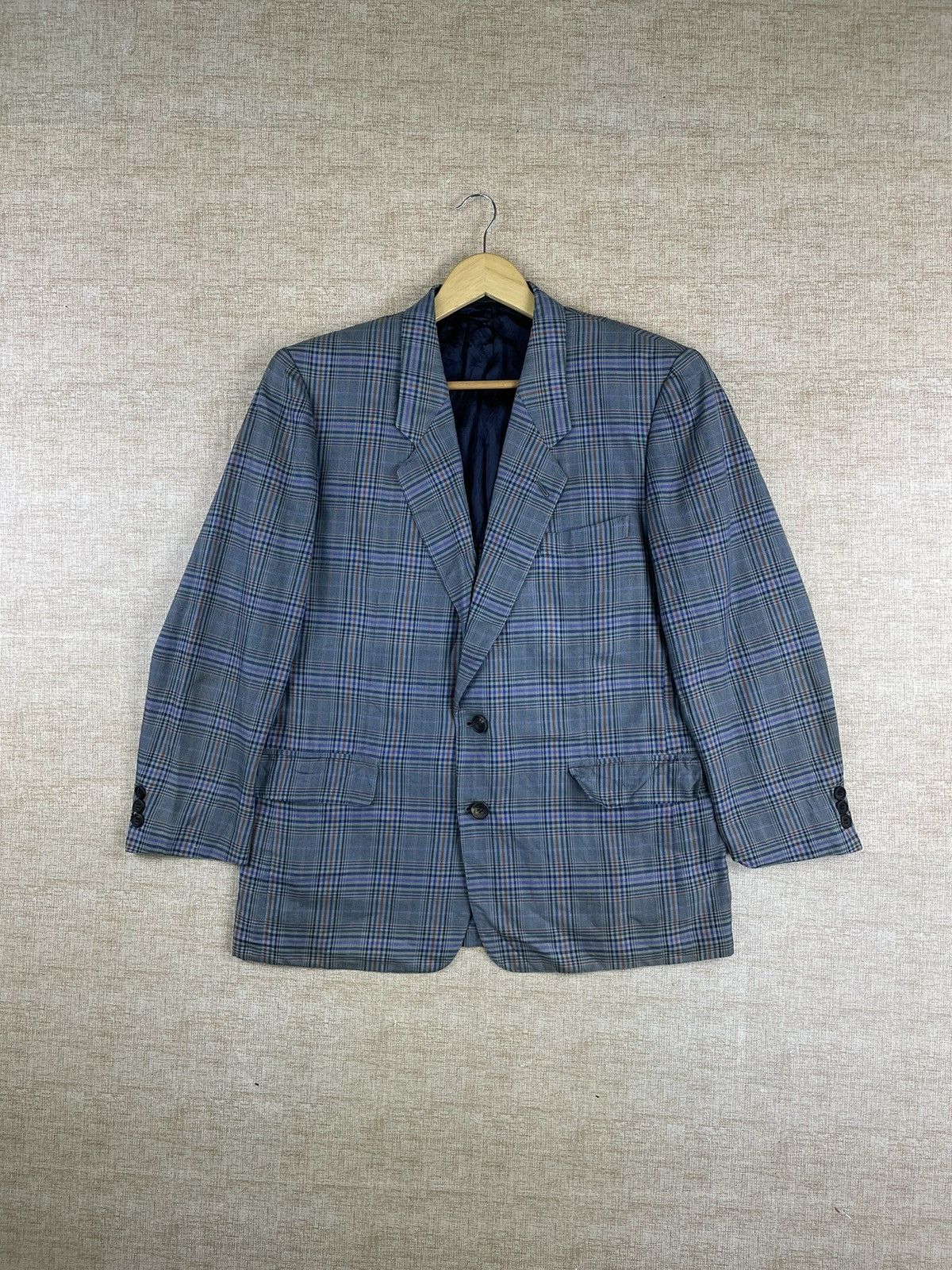 Christian Dior Monsieur × Vintage Vintage Christian Dior Monsieur Blue Plaid Blazer Jacket Size US M / EU 48-50 / 2 - 1 Thumbnail