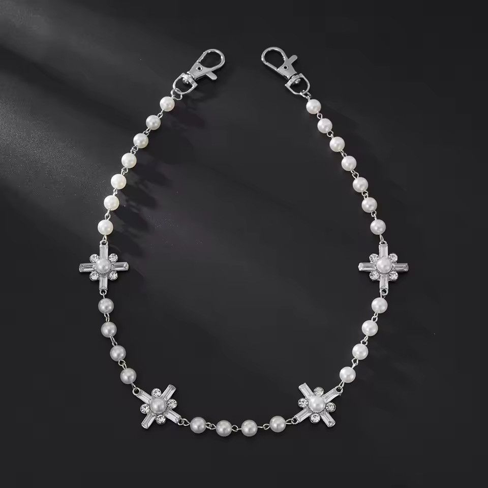 Jewelry Streetwear Rhinestone Pearl Punk Gothic Pants Keychain Size ONE SIZE - 6 Thumbnail
